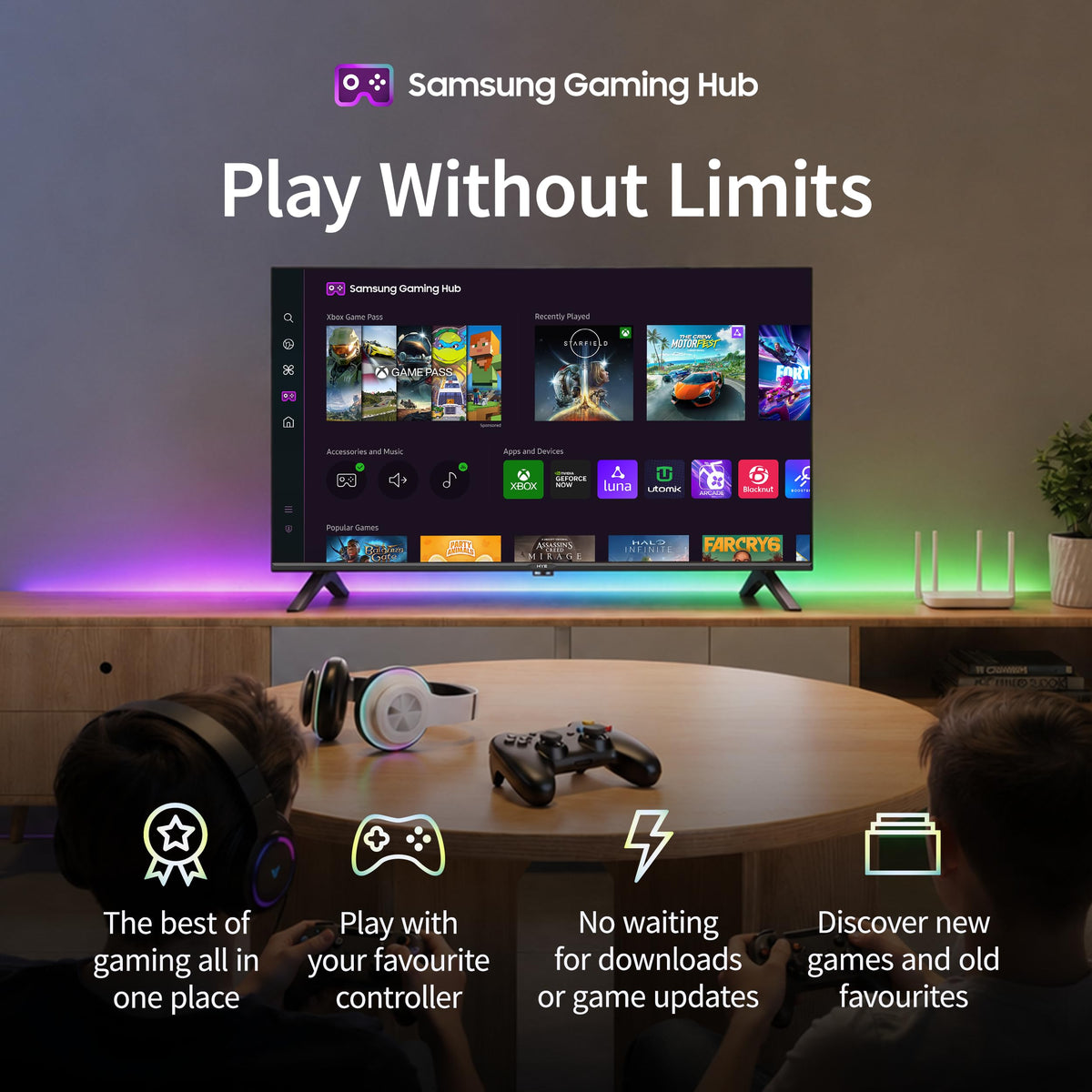 HYE 50" LED Smart TV - 4K Ultra HD, Samsung Tizen OS & Gaming Hub, Black