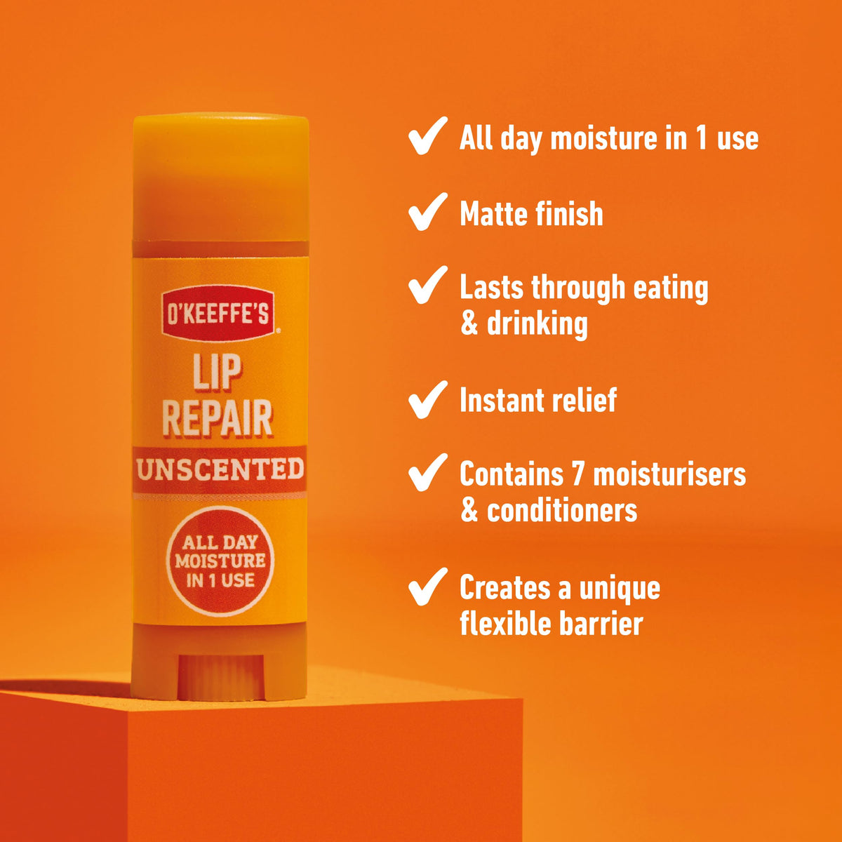 O'Keeffe's Lip Repair Unscented Lip Balm, 4.2g – For Extremely Dry, Cracked Lips | All-Day Moisture with 7 Moisturising Ingredients