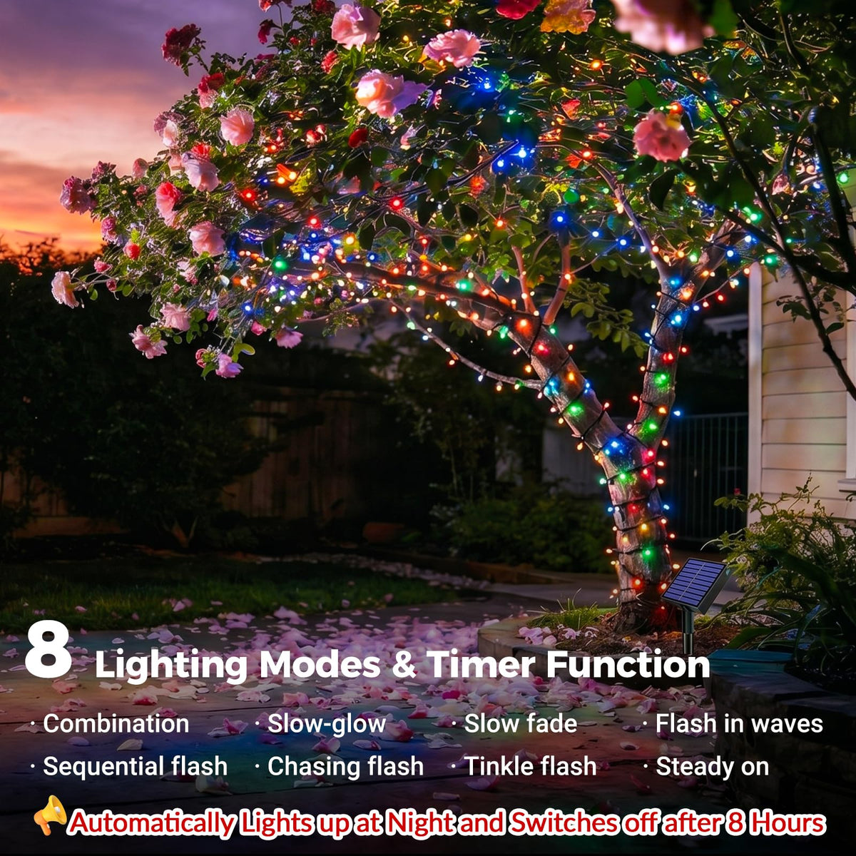 Solar Lights Outdoor Garden String, 6M/20FT 60 LED Solar Fairy Light