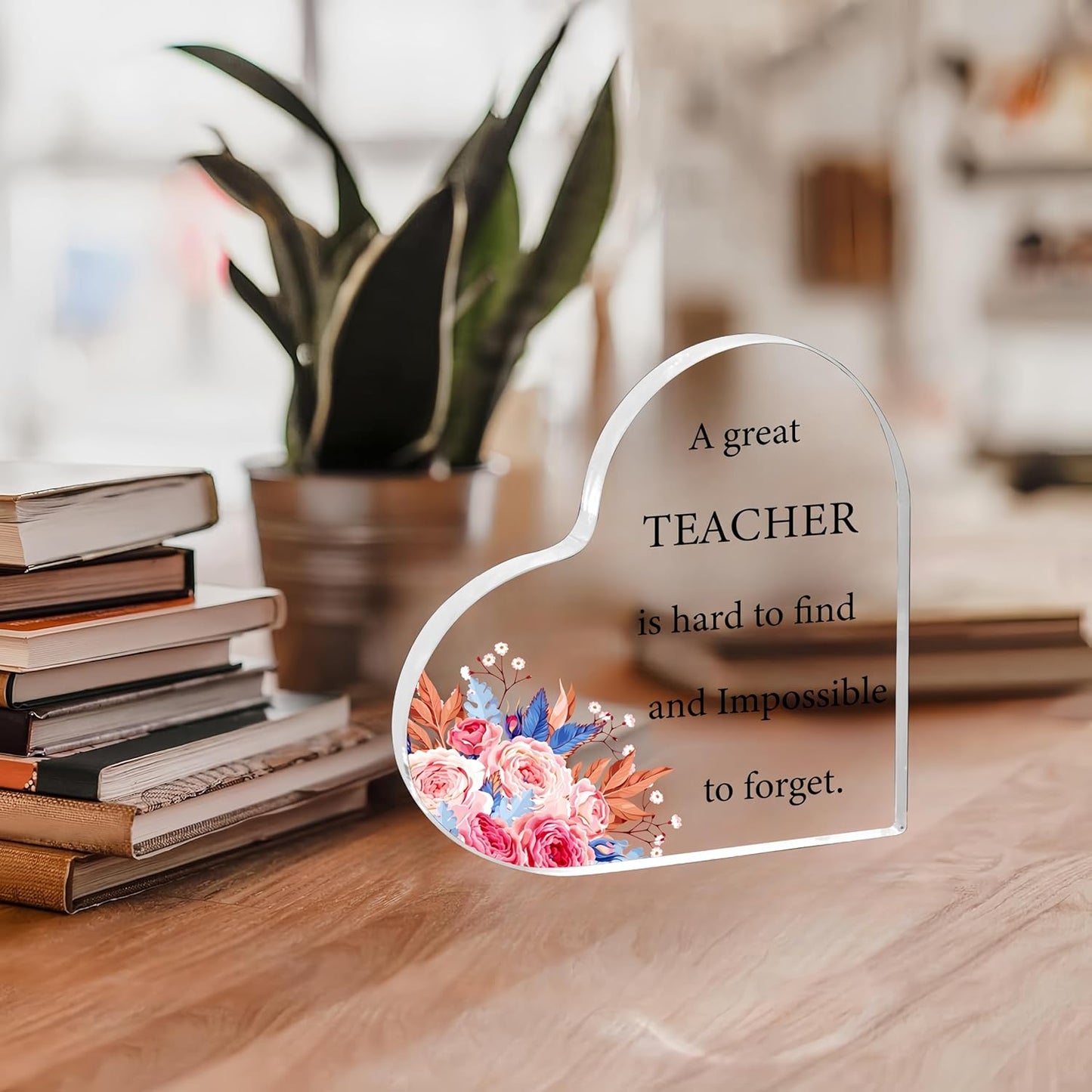 HZJ-AIGO Teacher Gifts for Women Heart-Shaped Acrylic Plaque Gifts for Teachers Best Teacher Gifts Teacher Christmas Gift