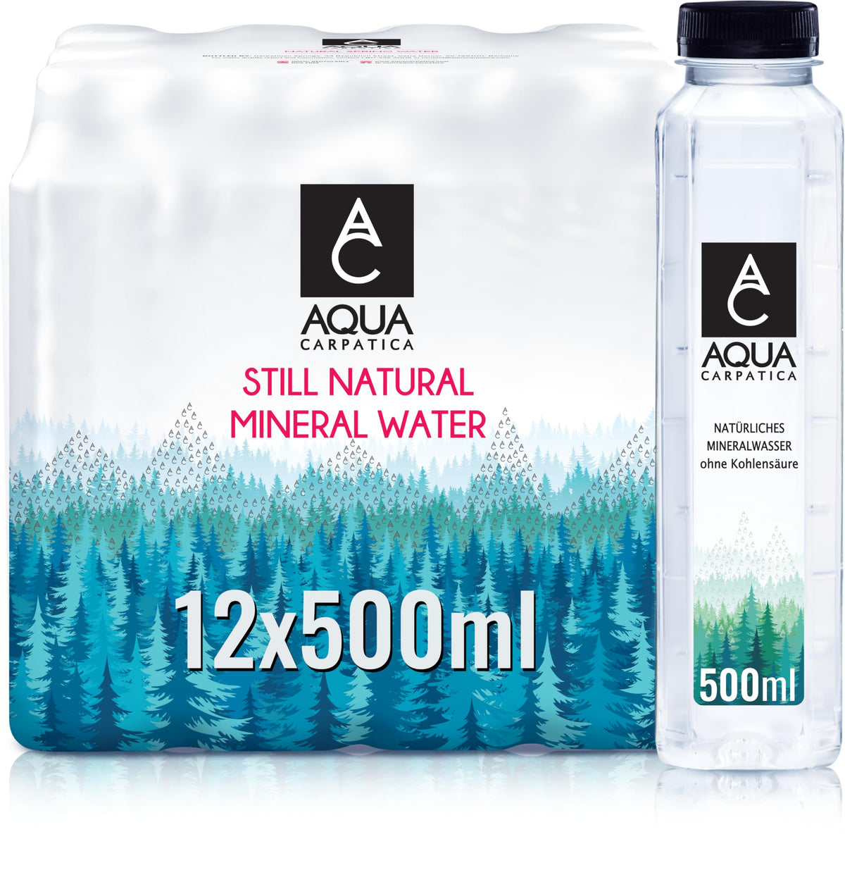AQUA Carpatica Still Mineral Water, Naturally Alkaline, PET, 6 x 500ml