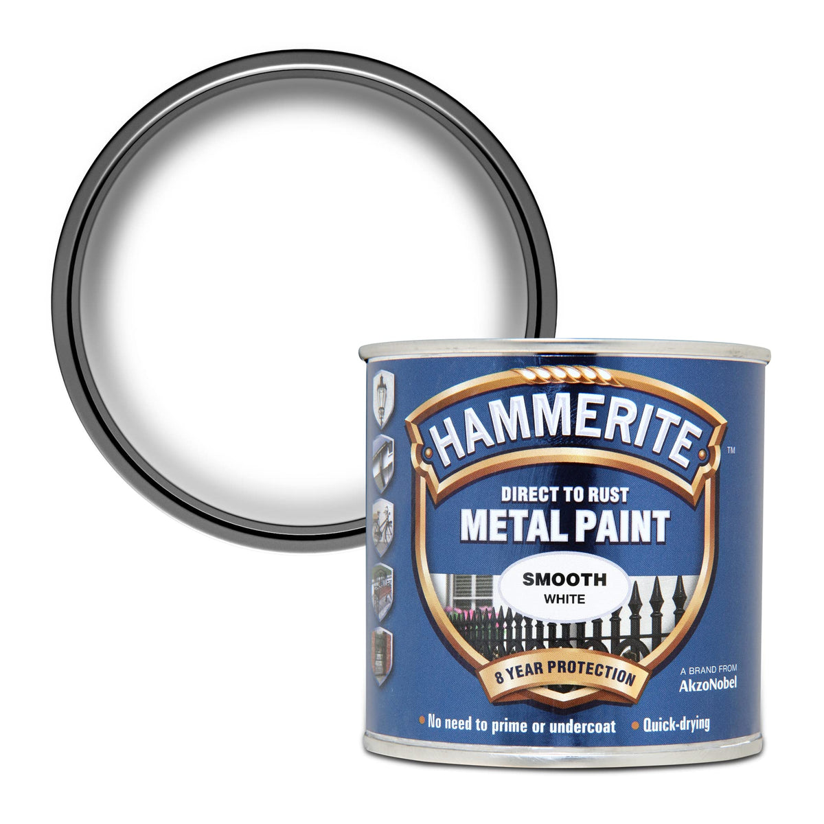 Hammerite Direct to Rust Metal Paint - Smooth Black Finish 250ML, 5084863