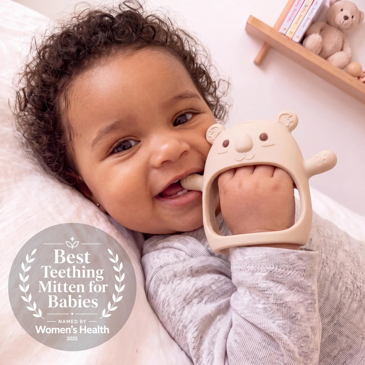 Infatot® Teething Toys for Baby Gifts – Chipmunk Silicone Mitten Teether, Soothing Glove for Infants, Baby Toys 0-6 Months, Soft Chewable Teether Toy to Prevent Finger Sucking, CM Blue.