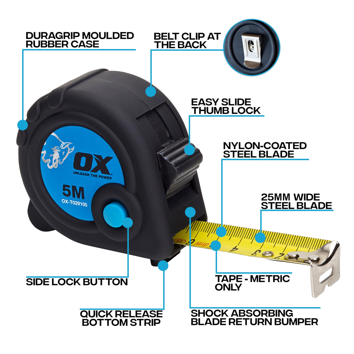 OX Trade 8m Tape Measure Twinpack - Metric & Imperial, Nylon Coated Blade