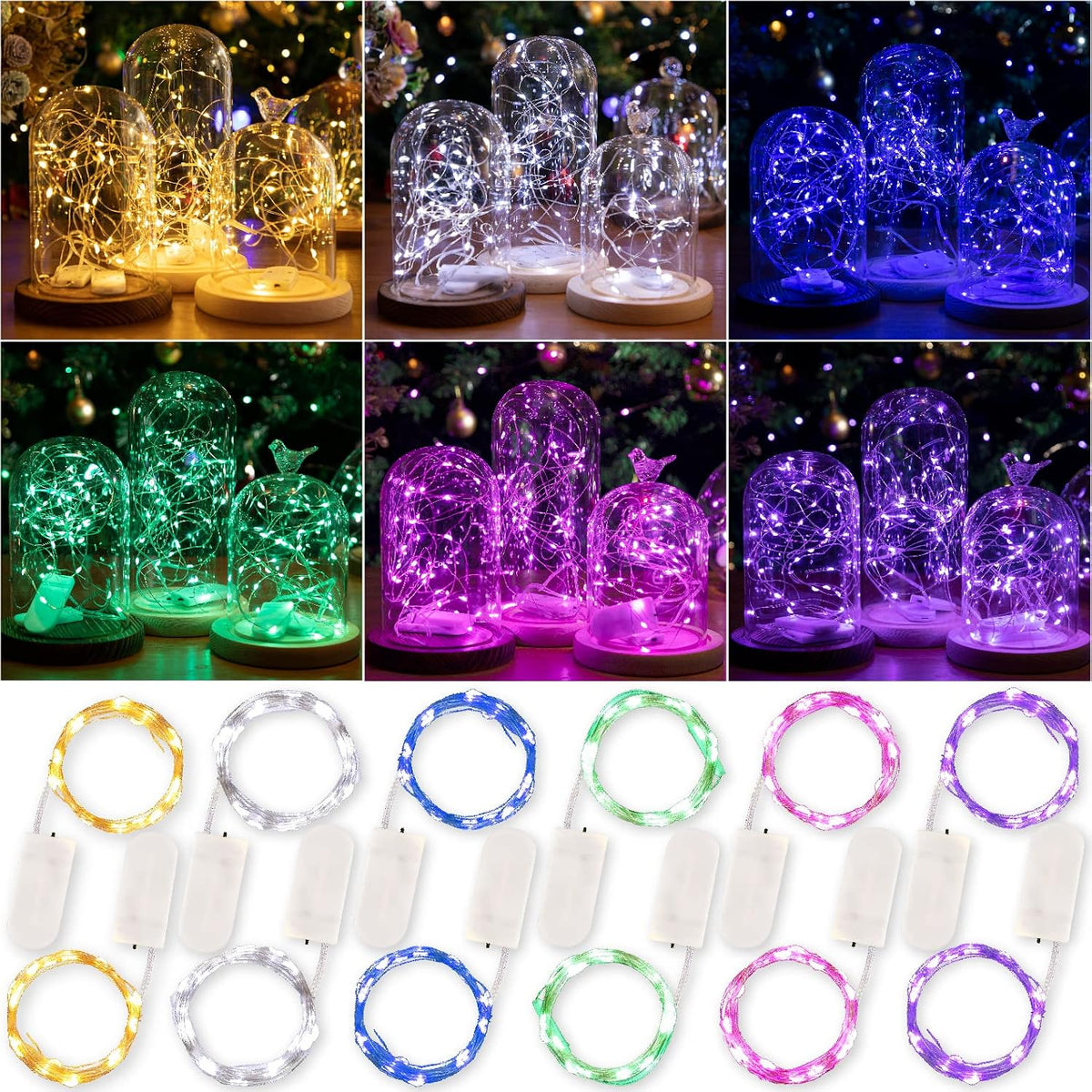 HXWEIYE 3 Pack USB Rechargeable Fairy Lights, 7ft 20 LED, 8 Modes & Timer