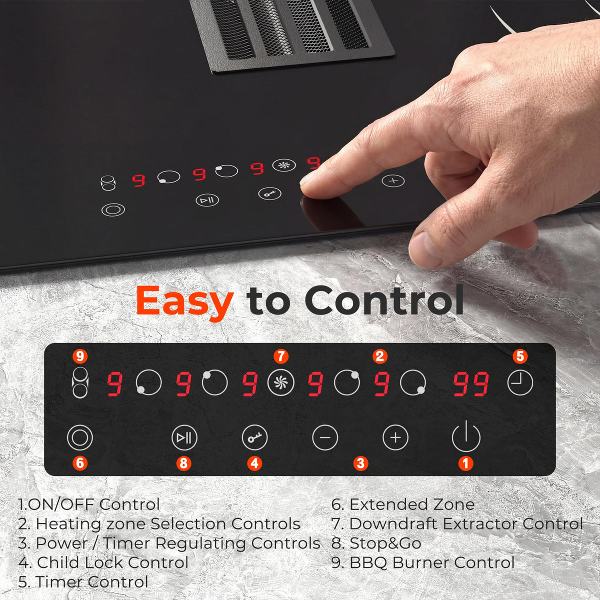 Hobsir Ceramic Hob with Knobs, Built-in Electric Cooker Hob 4 Burners 60 cm