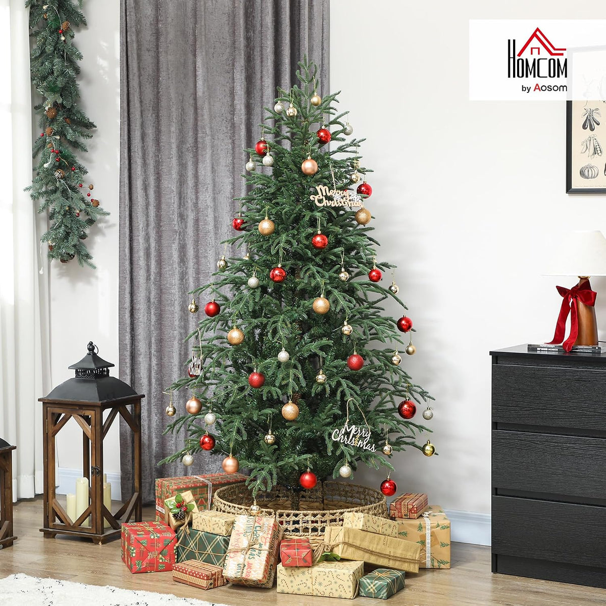 HOMCOM 6 ft Artificial Christmas Tree, 1814 Realistic Dense Branches, Green