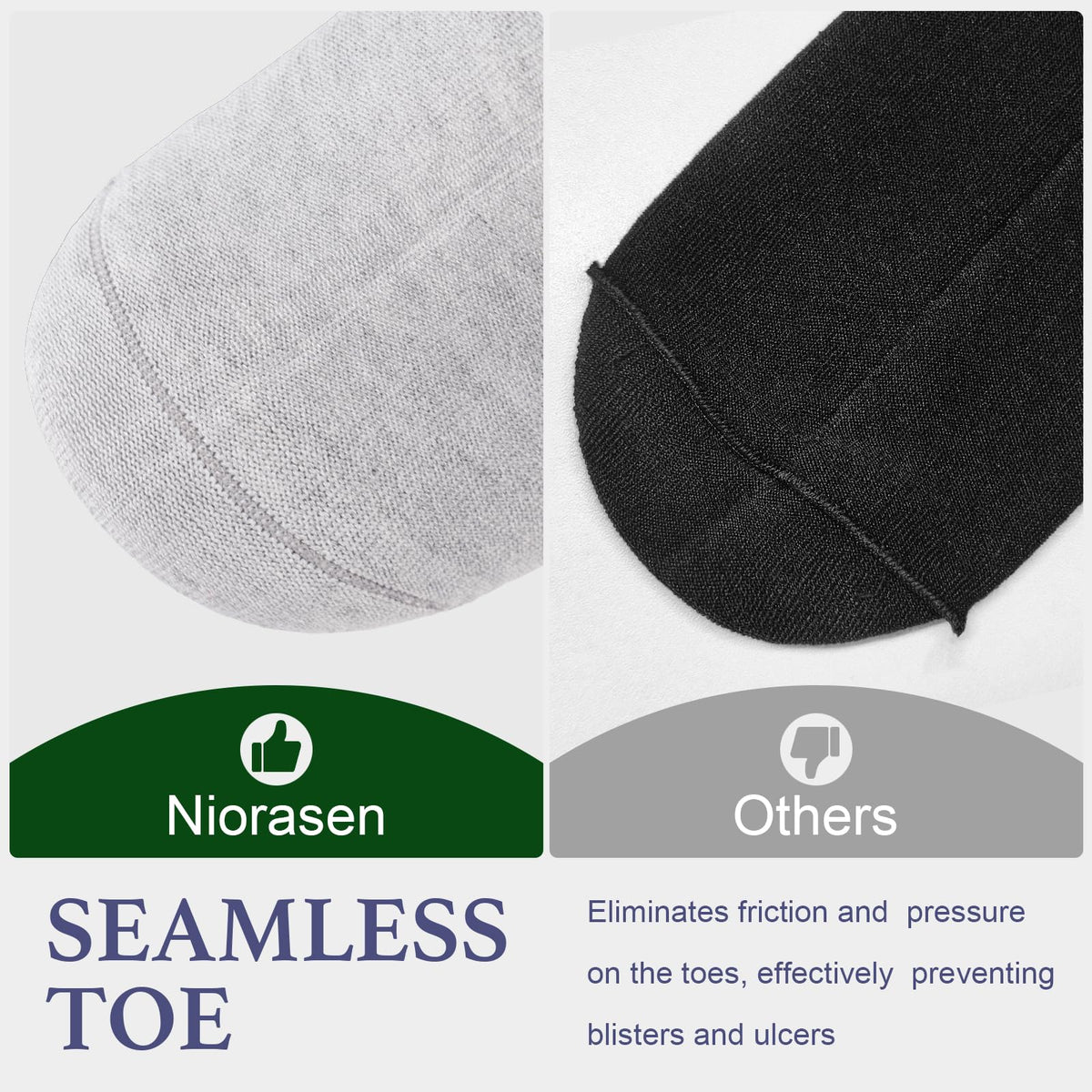 Niorasen Men's Extra Wide Diabetic Bamboo Socks, 3/6 Pairs