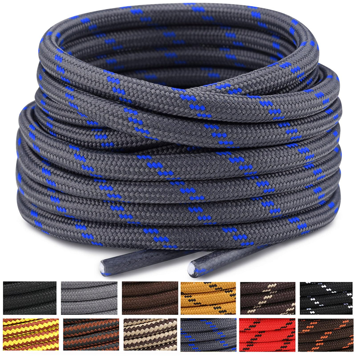Stepace 2 Pairs Round Heavy Duty Boot Laces for Hiking and Work Boots