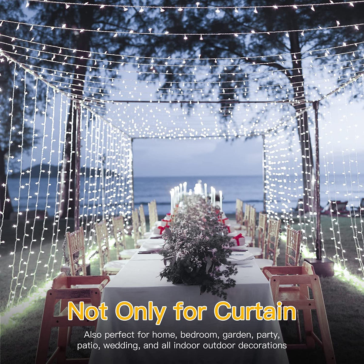 Ollny Curtain Fairy Lights, 200 LEDs 2mx2m Window String Lights Multicolour