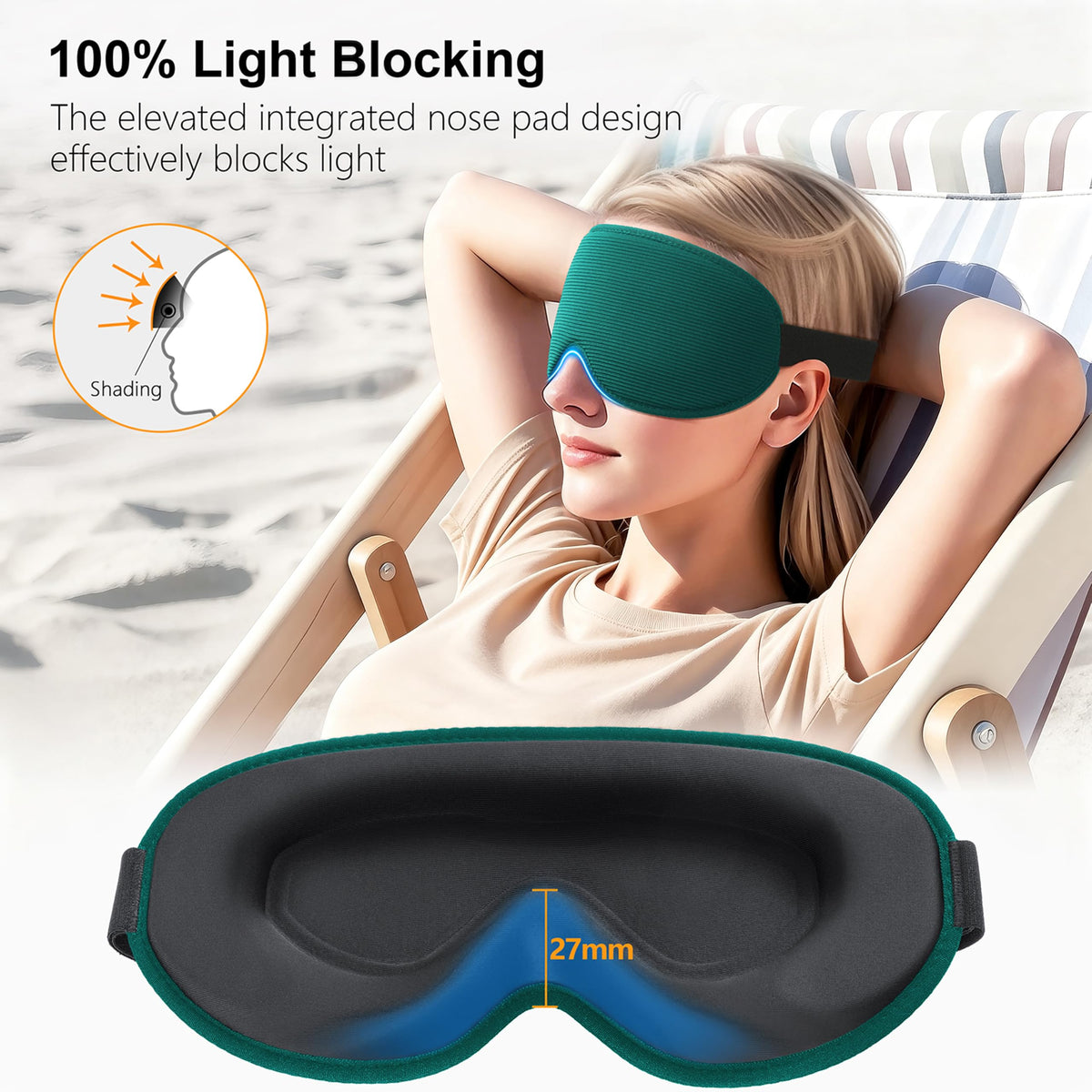 Gritin 100% Blackout Sleep Mask for Women & Men-Zero Eye Pressure Eye Mask
