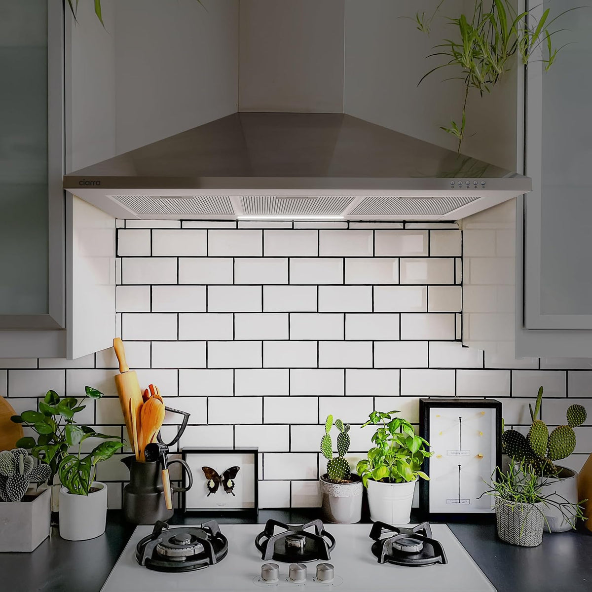 CIARRA 90cm Wall-Mount Cooker Hood 370m³/h Ducting & Recirculation CAS9201A