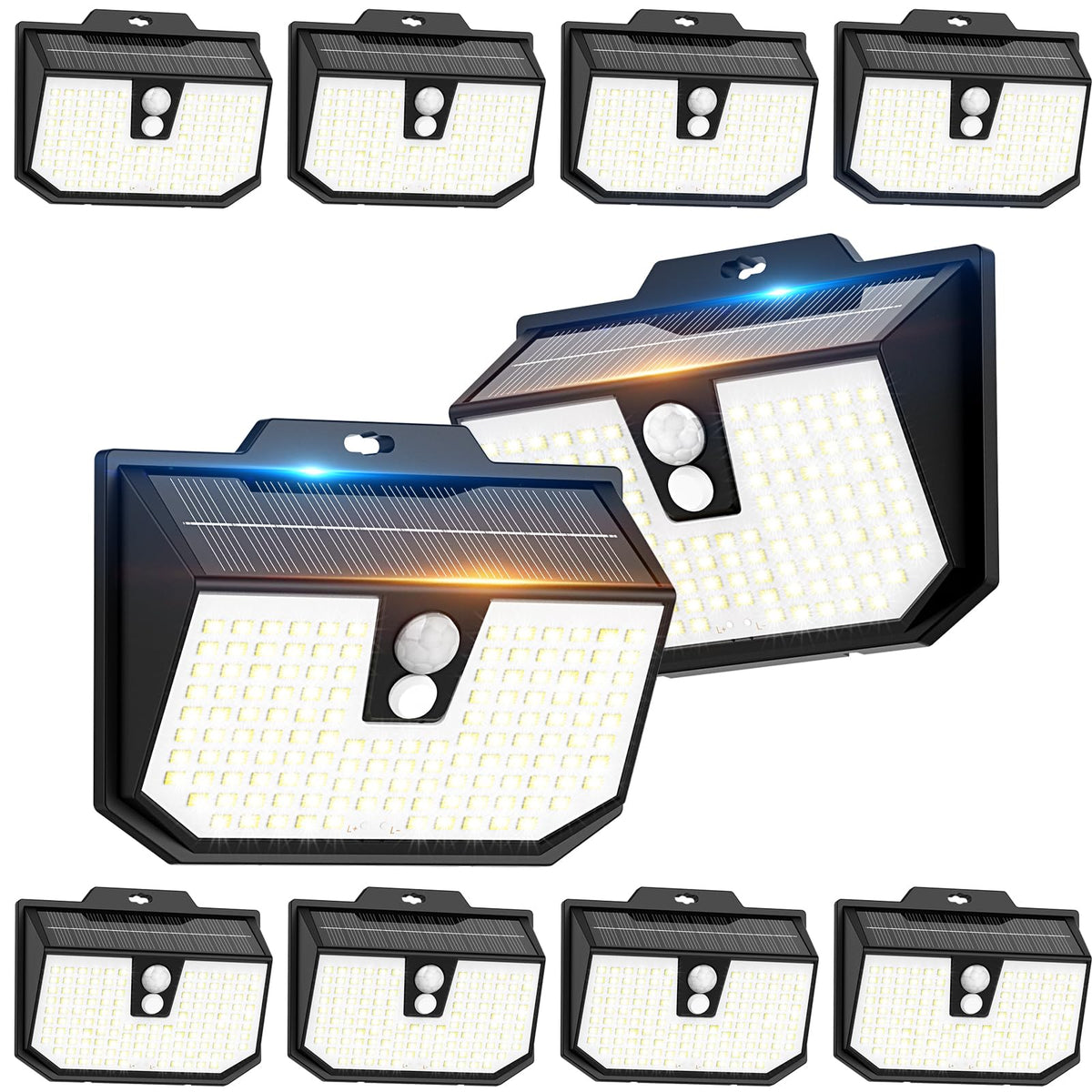 132LED Solar Security Lights,3000K Wall Lights IP65 Waterproof