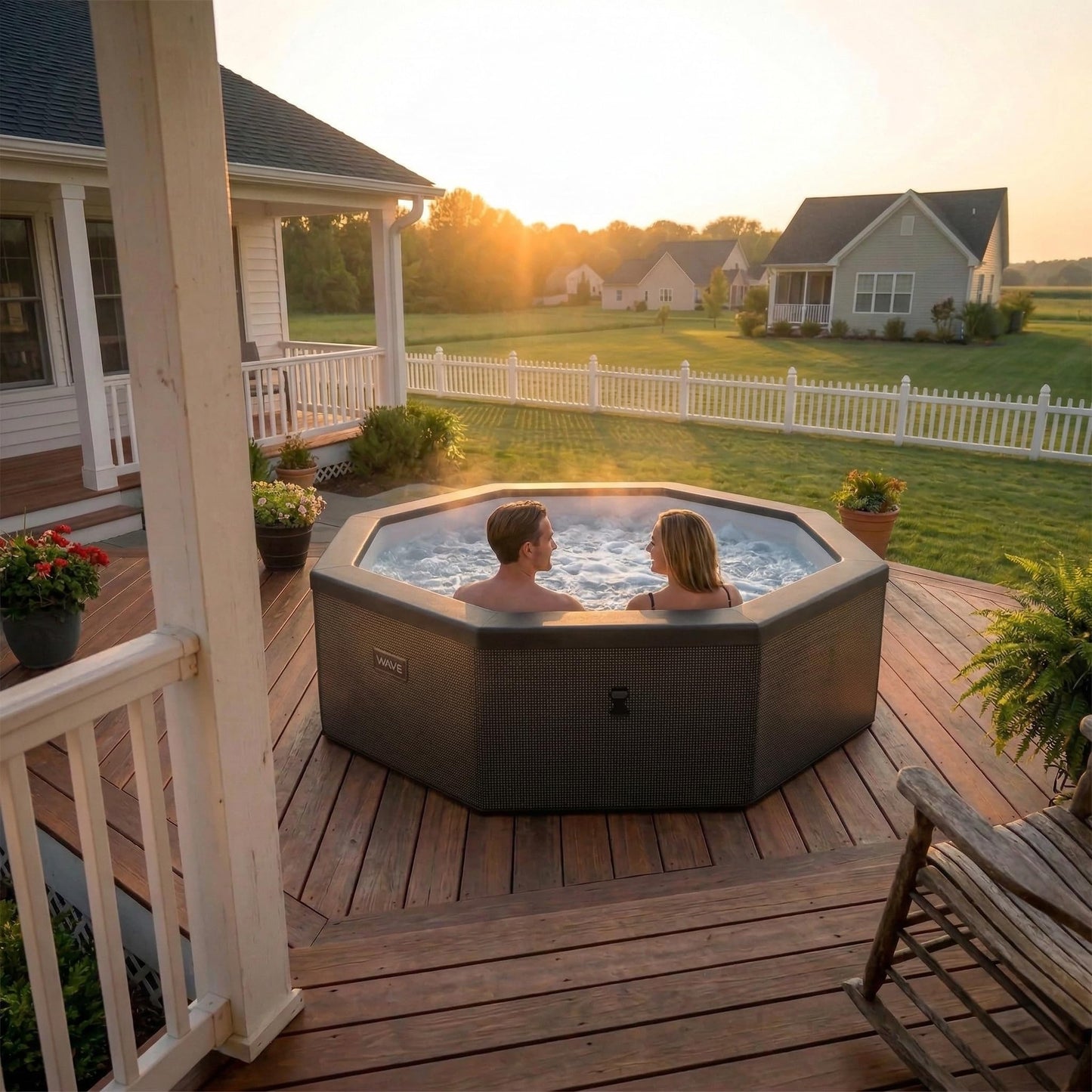 Wave Como 6 Person Eco Foam Hot Tub | Portable Outdoor Spa with Rapid Heating | Durable PVC Material | Easy Setup | Ideal for Garden and Patio Relaxation (Charcoal Black, 6 Person | EnergySave Bundle)
