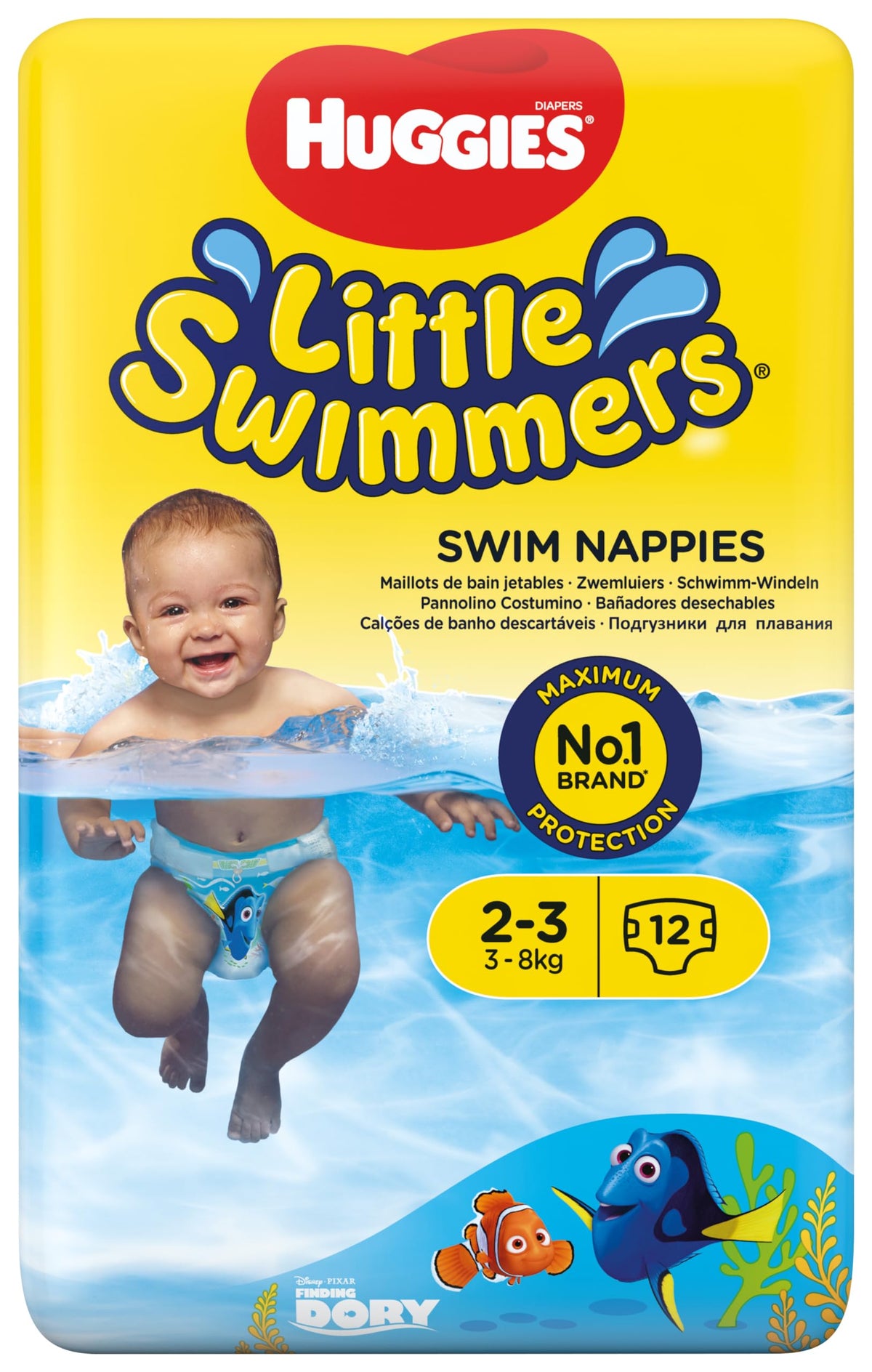 Huggies Little Swimmers, Swim Nappies, Size 5-6 - 33 Pants - Maximum Protection Swimming Nappies with Leak Guards - All-Round Stretchy Waistband