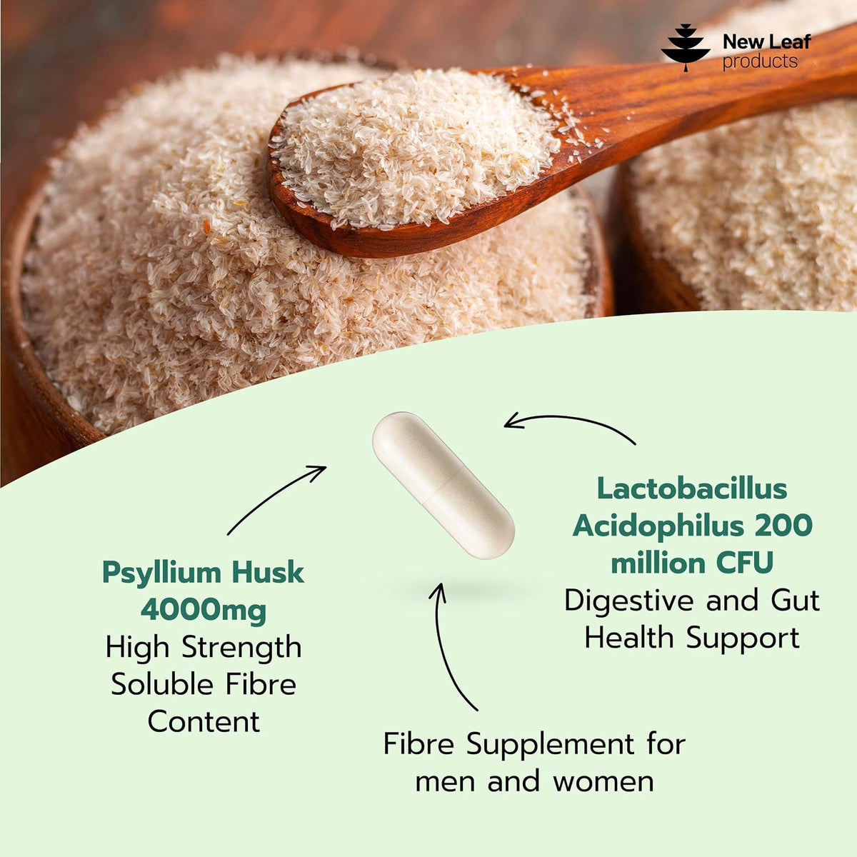 New Leaf Psyllium Husk 4000mg Fibre Supplement 120 Capsules