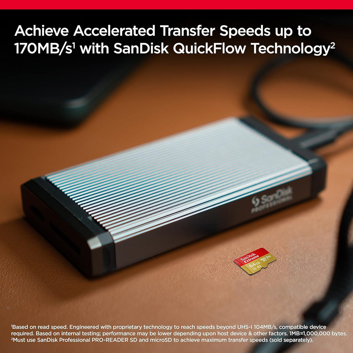 SANDISK 64GB Extreme microSD Card + Adapter, Up to 170MB/s Read Speeds