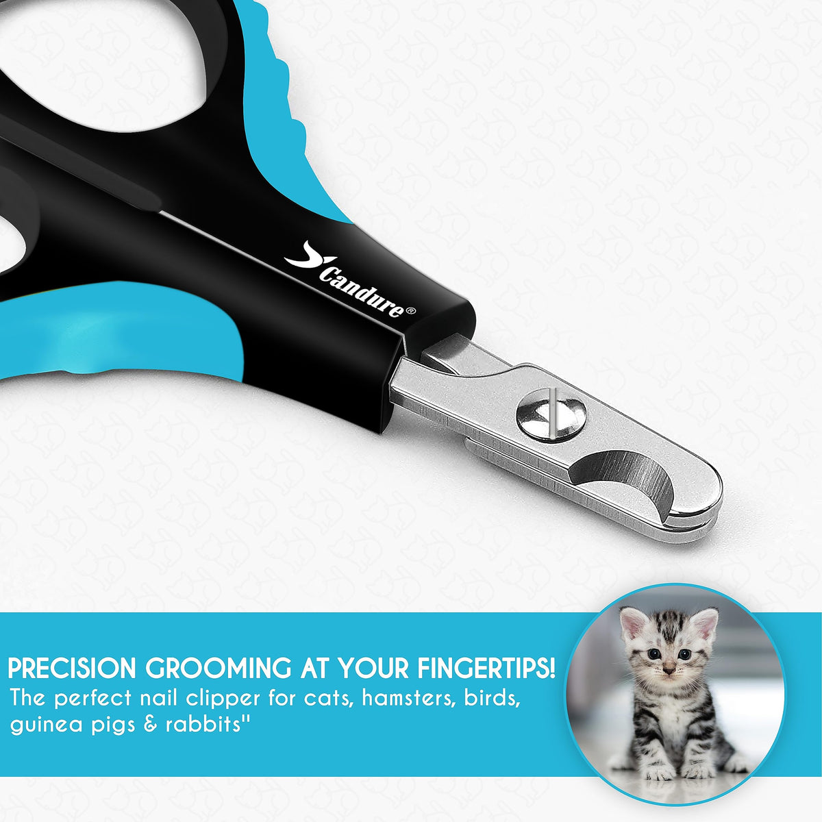 Candure Dog Nail Clippers for Large, Medium and Small Breed Professional Pet Nail Clipper Suitable for Cats, Rabbits and Guinea Pigs with Safety Lock (All Size Pets, Dark Blue)