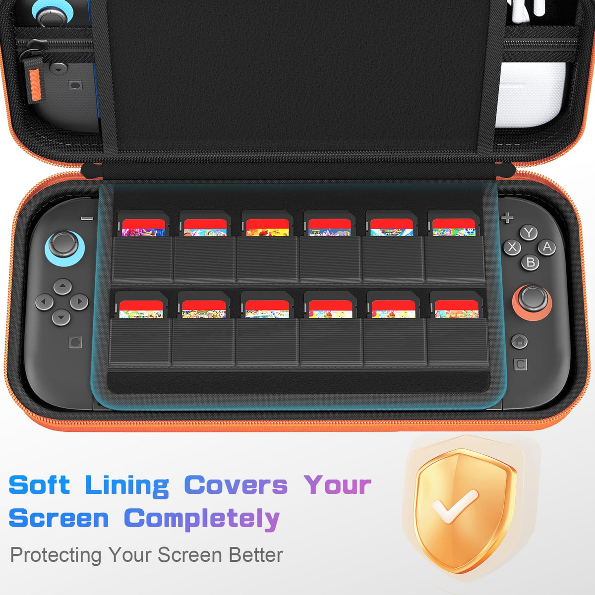 daydayup Switch 2 Carry Case Compatible with Nintendo Switch 2, with 24 Games Cartridges Protective Hard Shell Travel Carrying Case Pouch for Switch 2 Console & Accessories,Black
