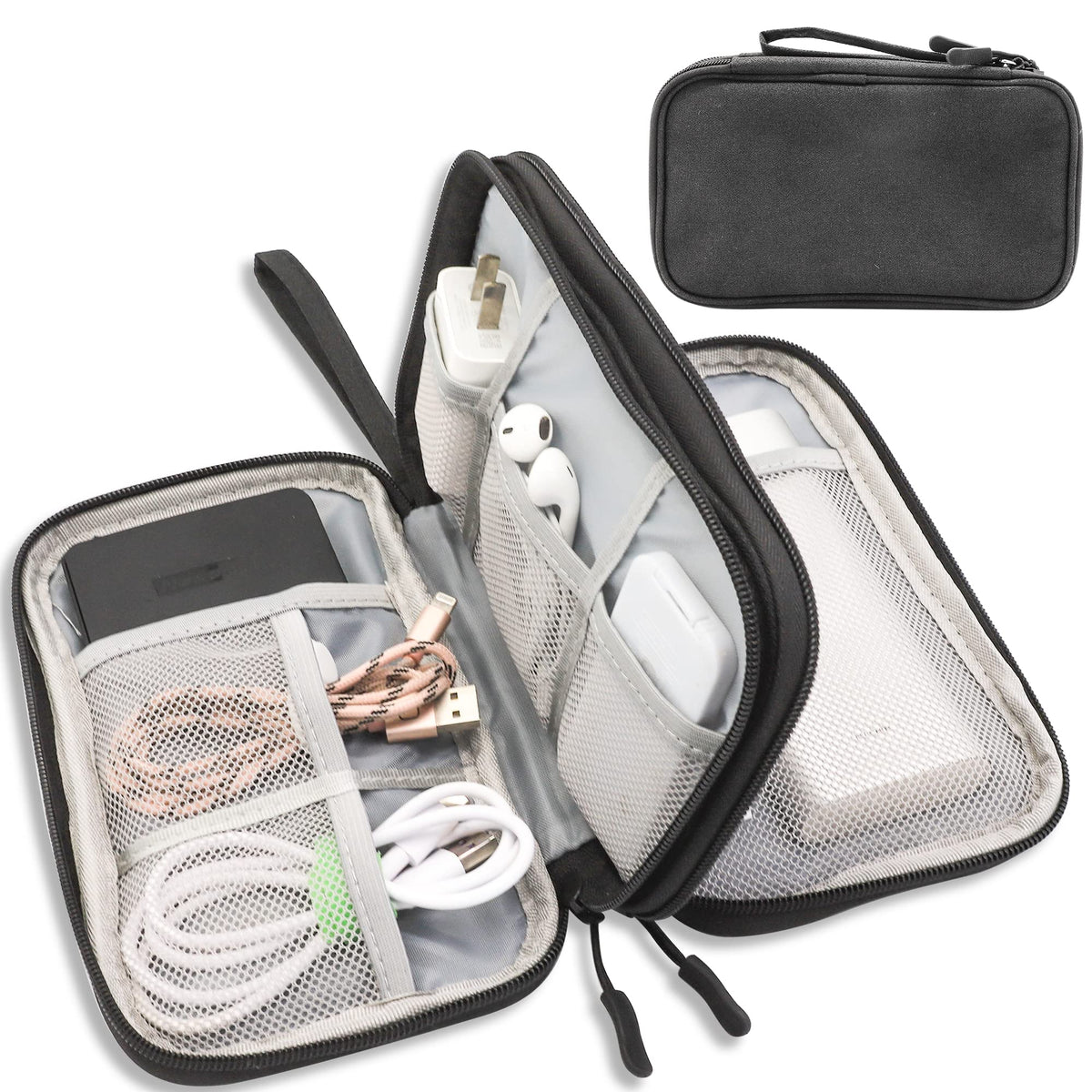 Teskyer Travel Cable Organiser Bag, Travel Essential, Dark Green