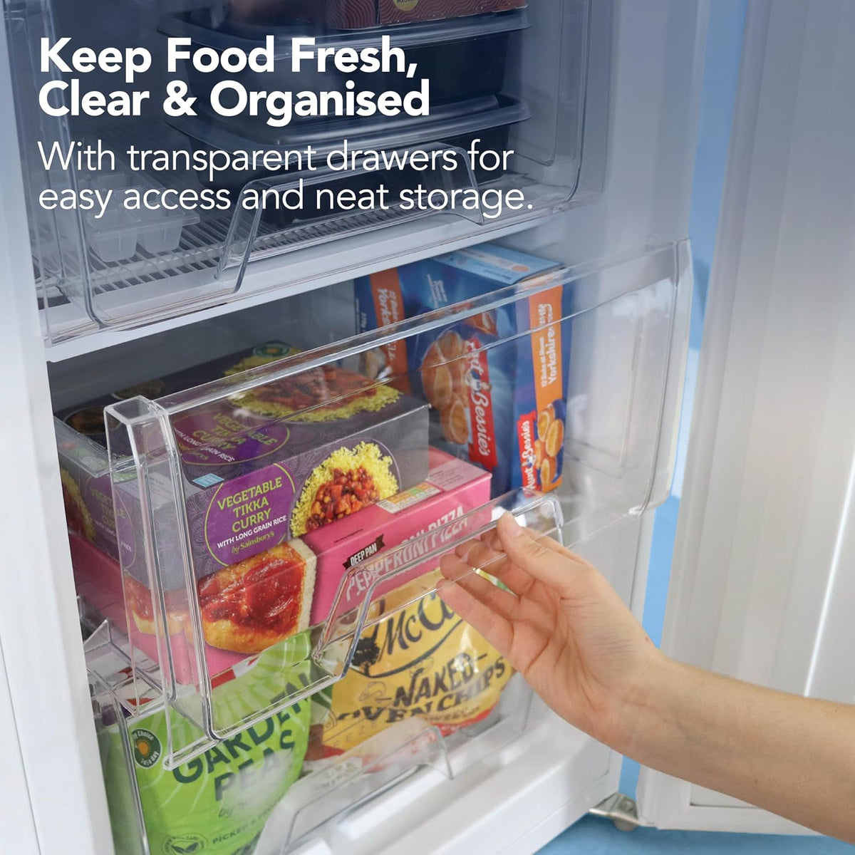 Igenix IG355B Freestanding Under Counter Freezer with 3 Large Drawers, Reversible Door, 88 Litre Freezer Capacity, 55 cm Wide, Black
