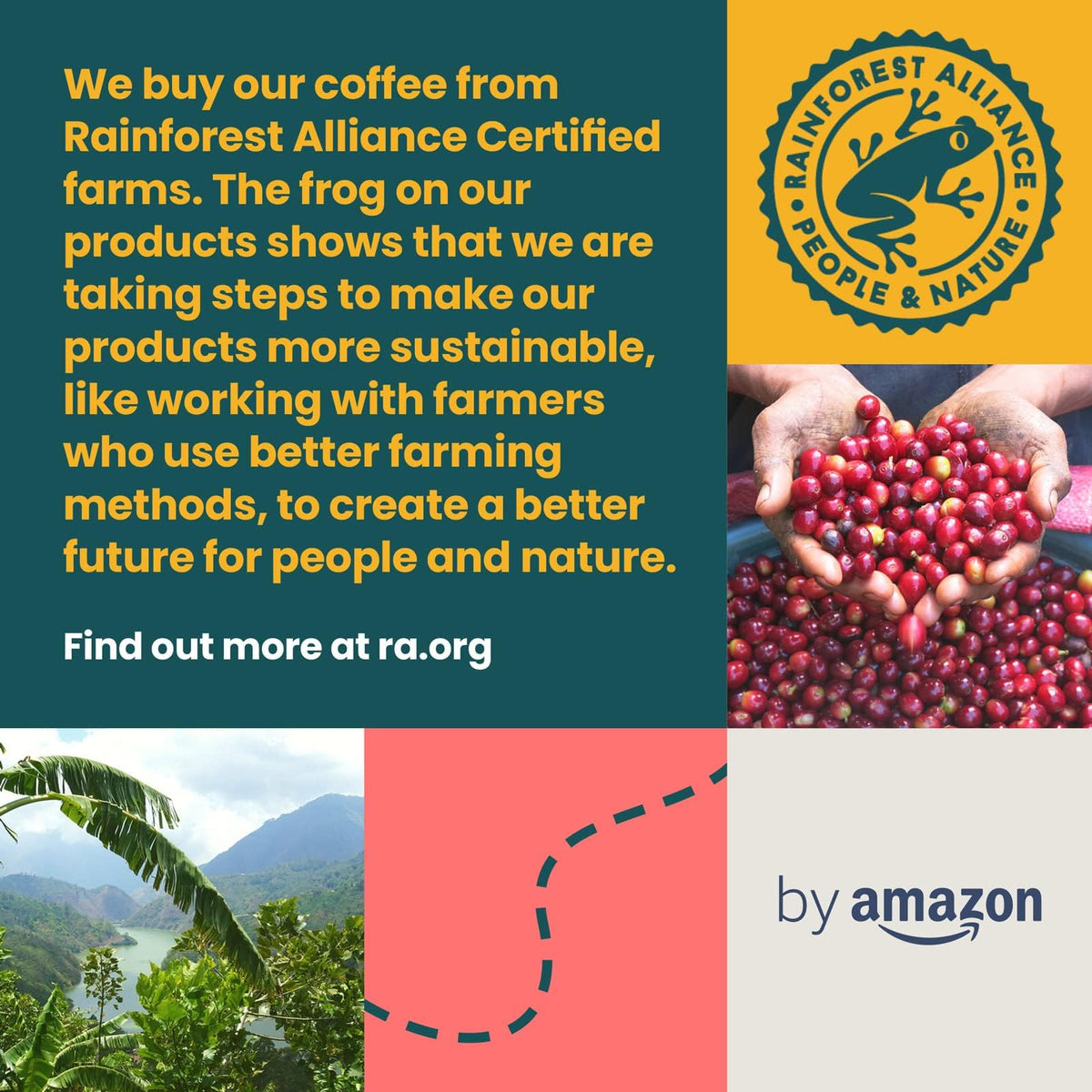 by Amazon Espresso Crema Coffee Beans, Light Roast, 1kg (2 Packs of 500g), Rainforest Alliance Certified
