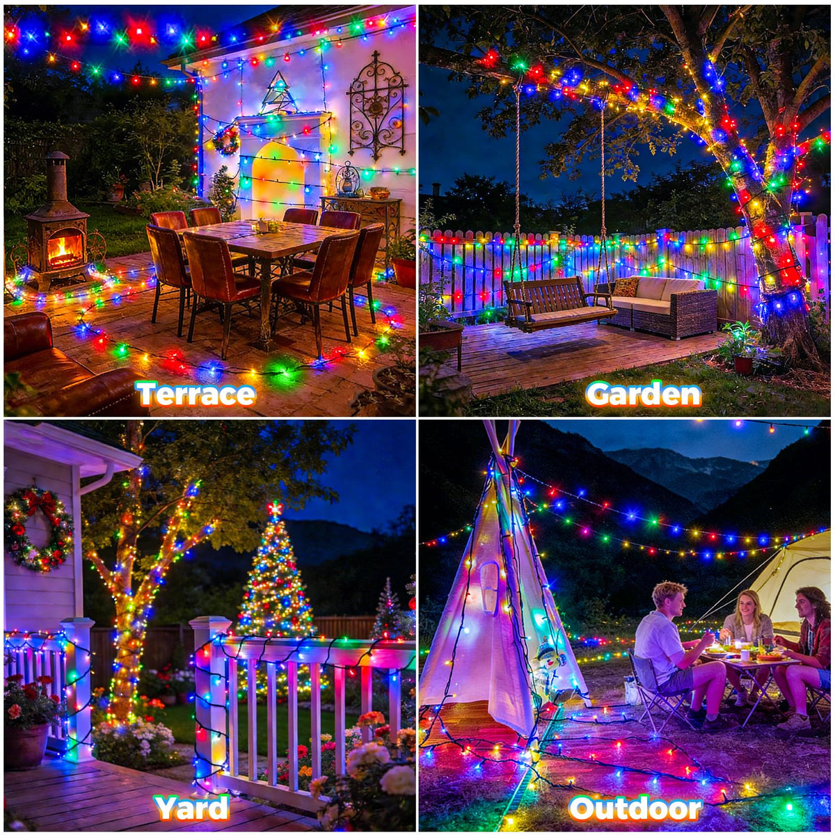 Outdoor Solar Lights Garden, 12M/40FT 120 LED Solar String Lights Waterproof, 8 Modes Solar Powered Fairy Lights for Tree Patio Yard Party Garden Terrace Decorations Warm White