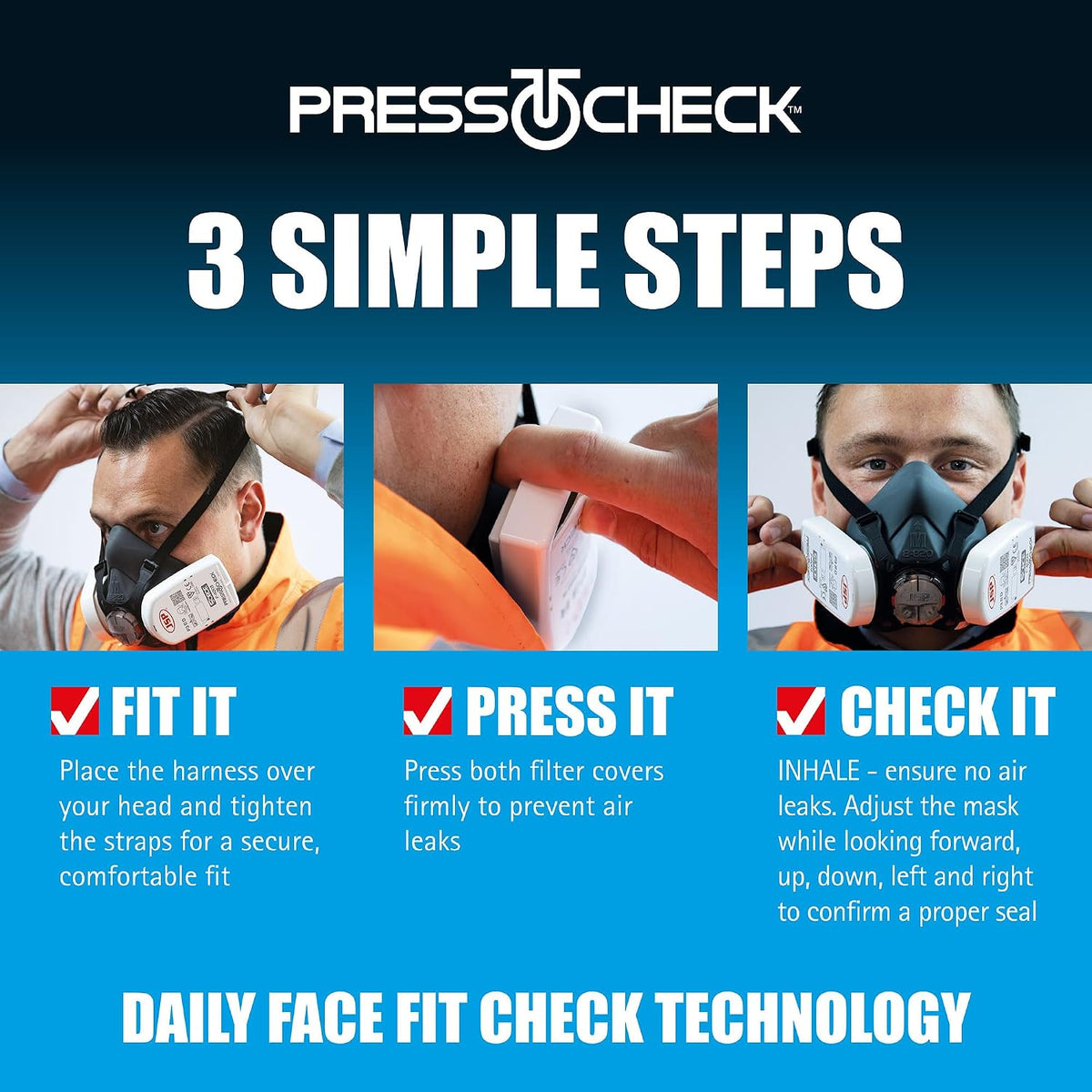 JSP FORCE 8 Half Mask Reusable Respirator with PressToCheck P3 Filters