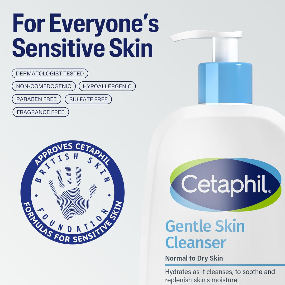 Cetaphil Gentle Skin Cleanser, 473ml, Face & Body Wash, For Normal To Dry Sensitive Skin, With Niacinamide & Glycerin, Soap Free, Packaging May Vary