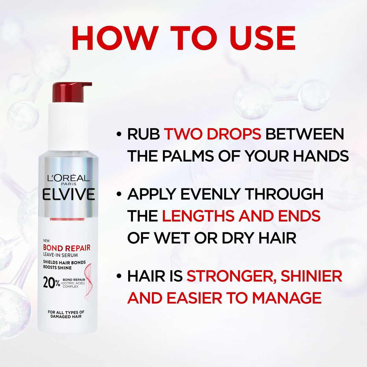 L'Oréal Paris Elvive Bond Repair Sulphate-Free Shampoo, Damaged Hair, 200ml