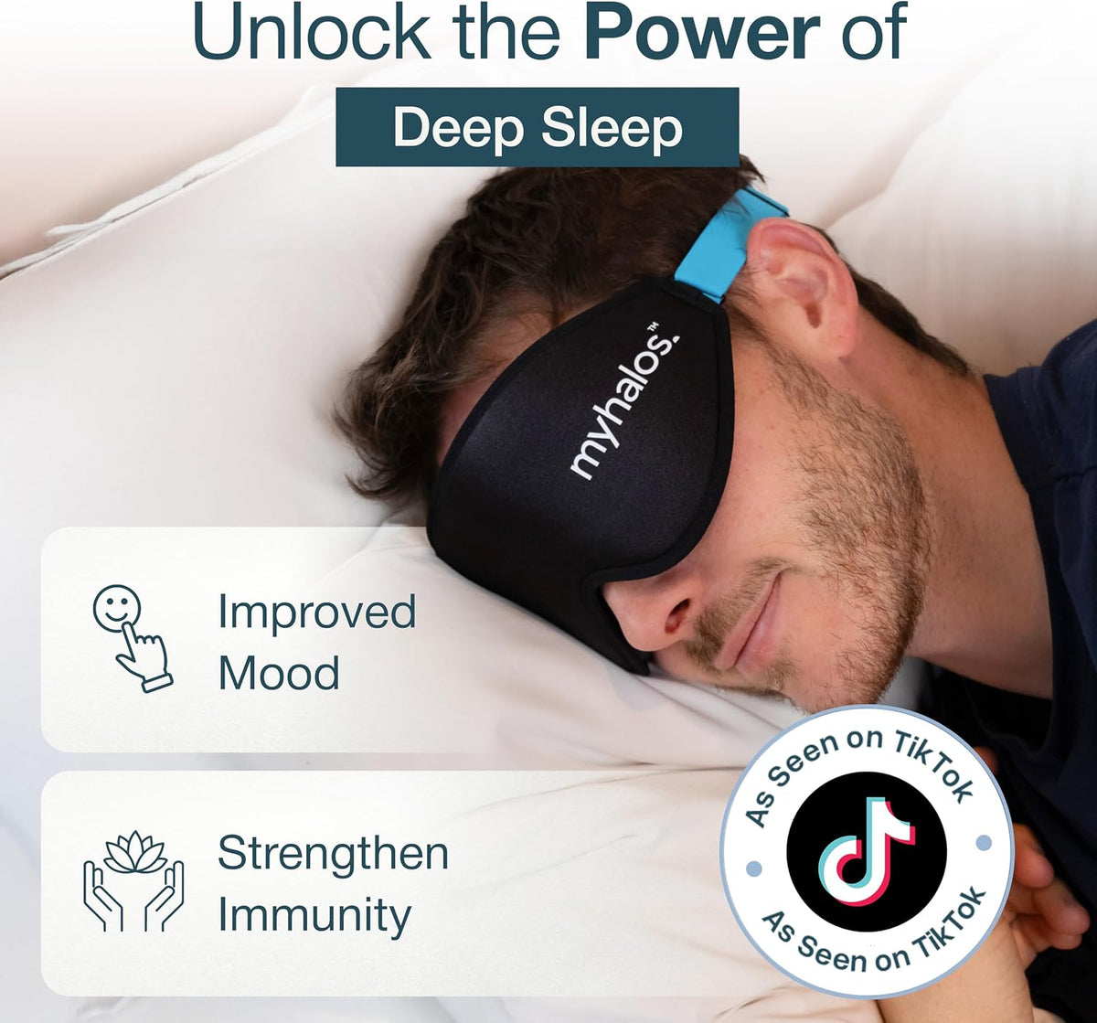 MyHalos Blackout Sleep Mask, Eye Mask for Sleeping, Zero Pressure, Travel
