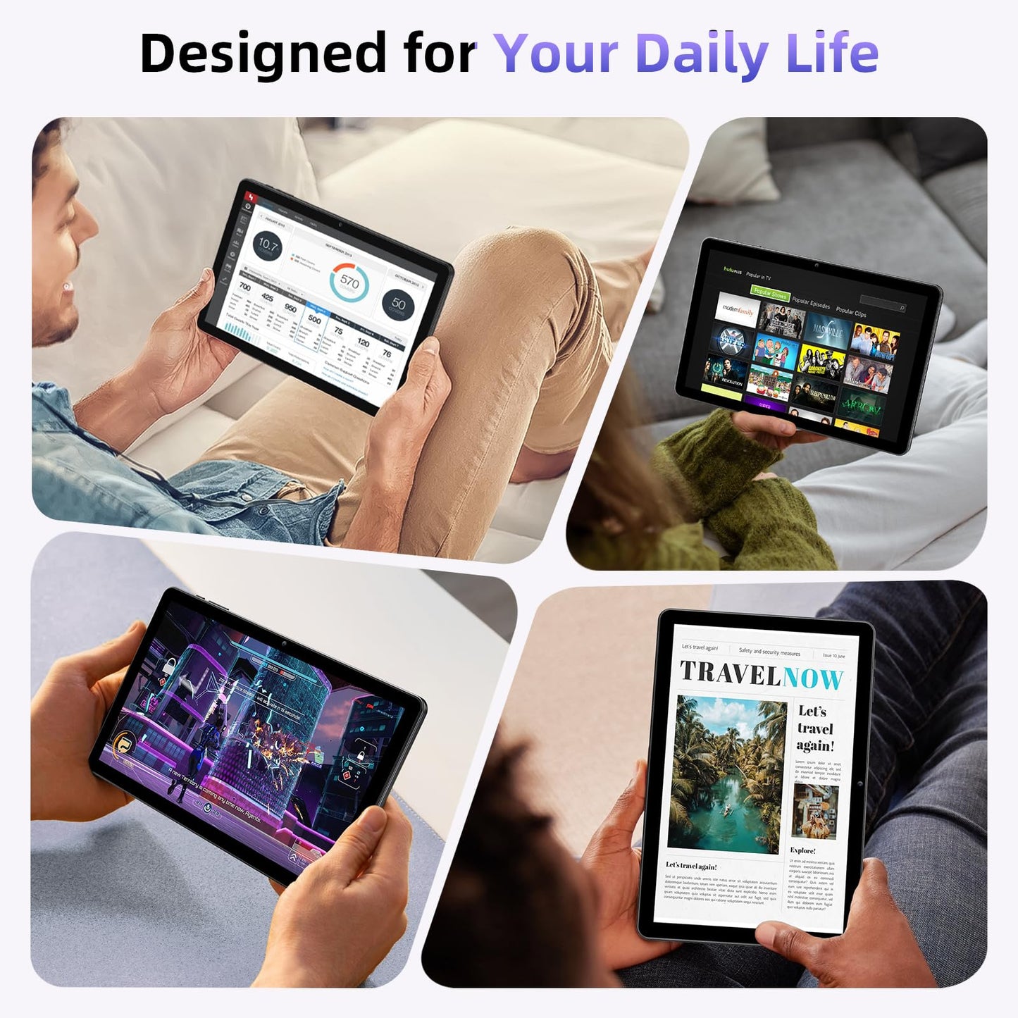 Tablet 10 Inch, Android 15 Tablets with Case, Mouse & Keyboard, Octa-Core, 24GB RAM+128GB ROM+1TB Expand, 1280 x 800 HD IPS Display, Dual Camera, 6000mAh, WiFi 6, BT 5.0, Widevine L1, GPS (Gray)