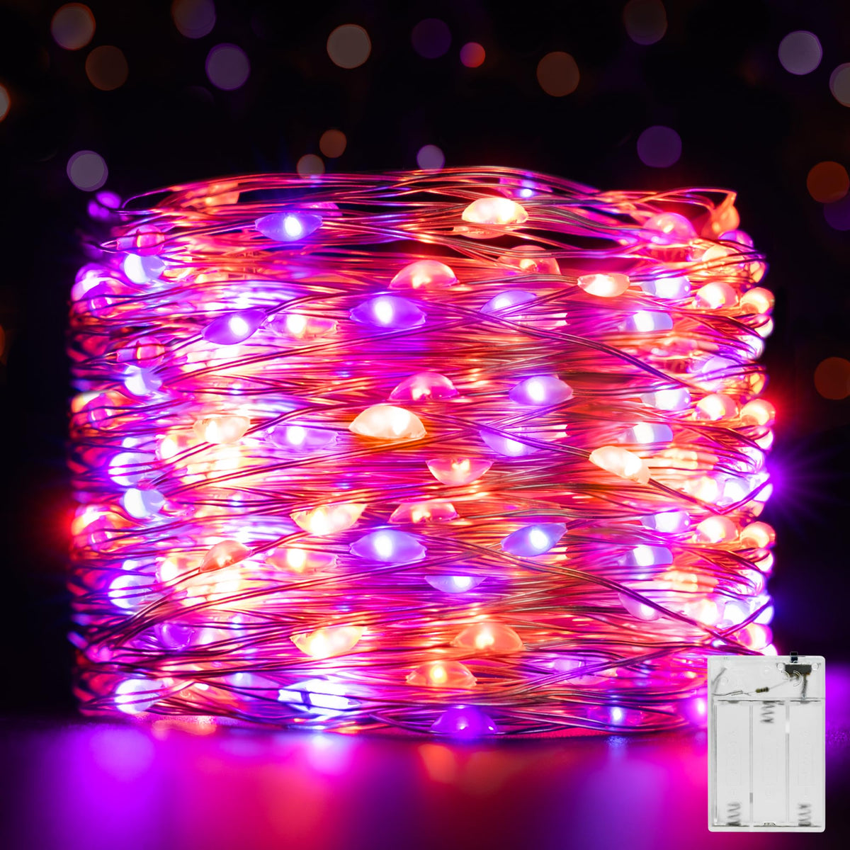 Ollny 10m 100LED Red Fairy Lights Battery Operated,Copper Wire String Light