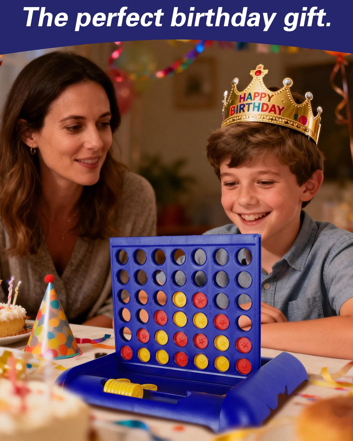 Large Four in a Row Strategy Game – Premium Quality Four in a Row Game for Kids Aged 3 and Up, Perfect for Indoor and Outdoor 4 in a Row Fun, Family Gatherings, and Parties