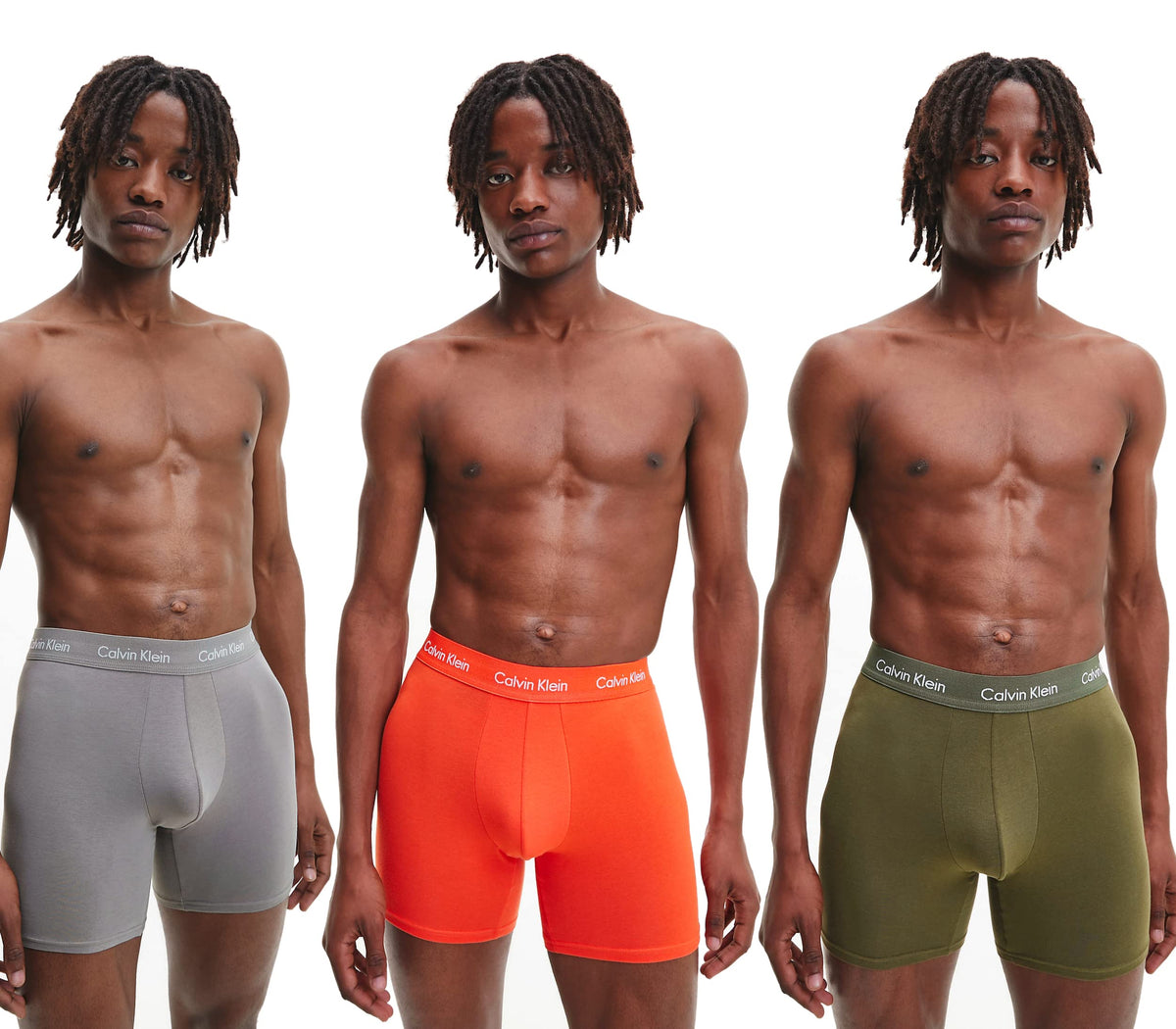 Calvin Klein Men’s 3 Pack Boxer Briefs with Logo Waistband