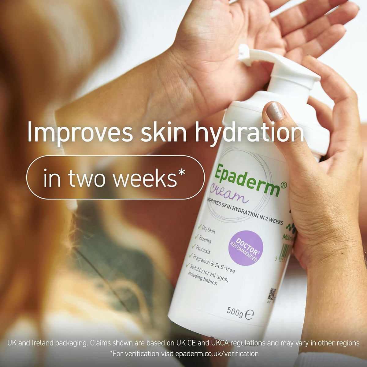 Epaderm Moisturising Cream for Dry Skin, including Eczema and Psoriasis, 500g Pump