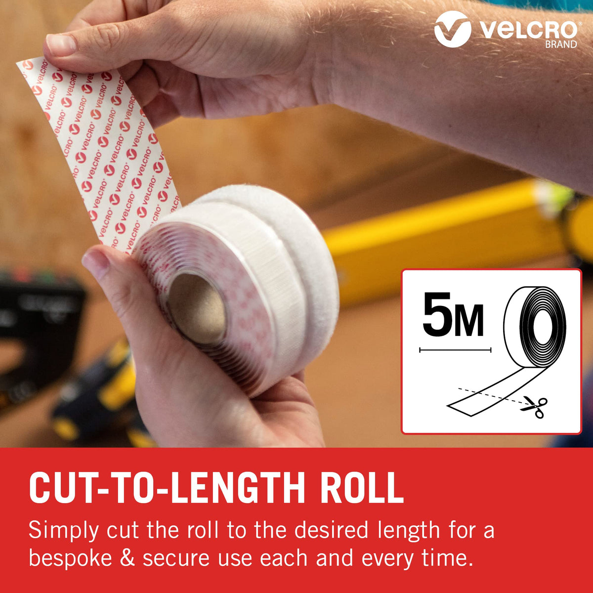 VELCRO Brand VEL60210 - Stick On Hook and Loop Fasteners | Perfect for Home or Office | 20mm x 1m Tape | White