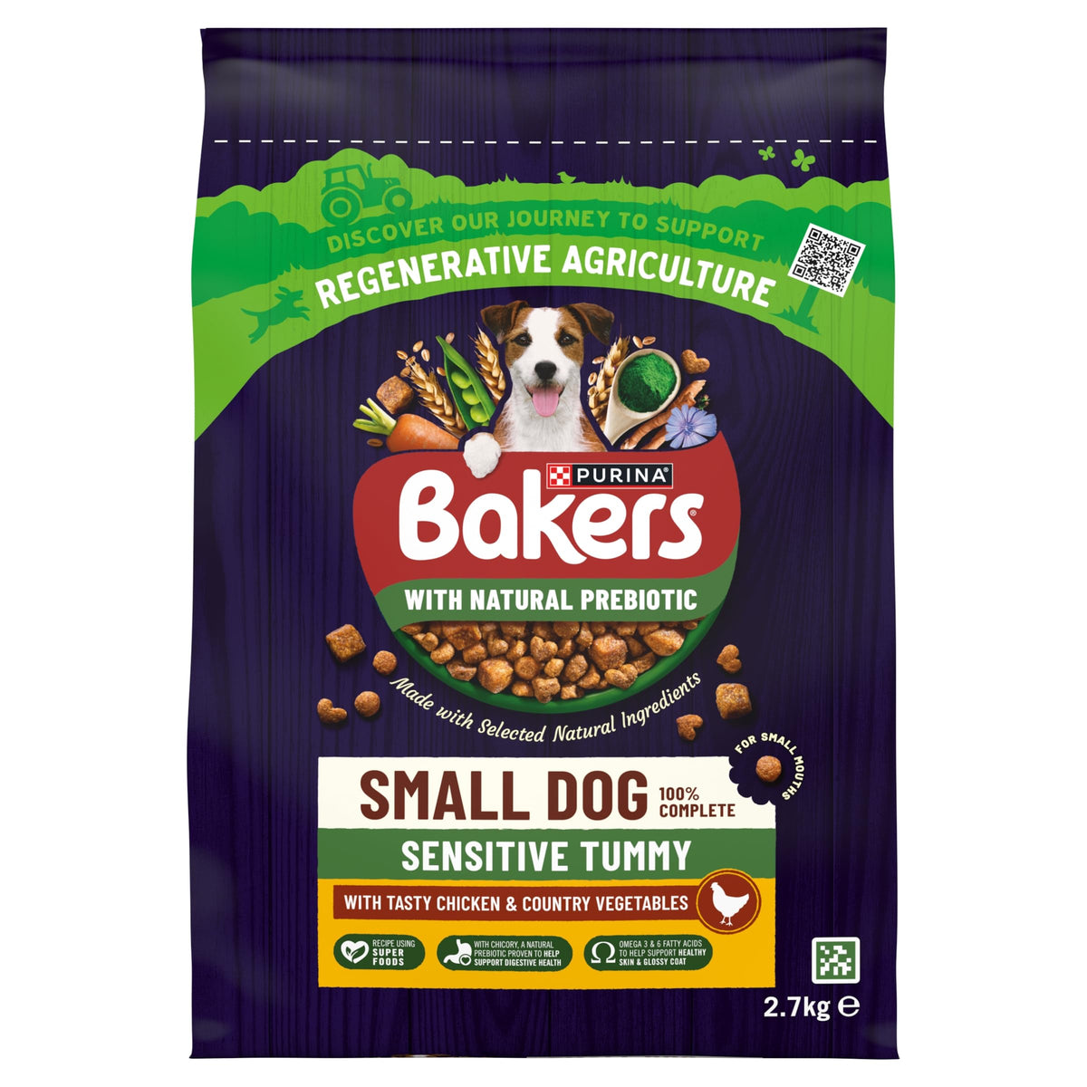 BAKERS Superfoods Small Dog Adult Dry Dog Food Chicken 1.1kg (Pack of 5)