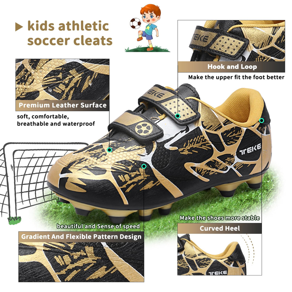 Boys Football Boots Shoes Kids Girls FG/AG Soccer Athletics Training Sport Running Shoes Profession Competition Teenager Indoor Outdoor Cleats Sneakers for Unisex
