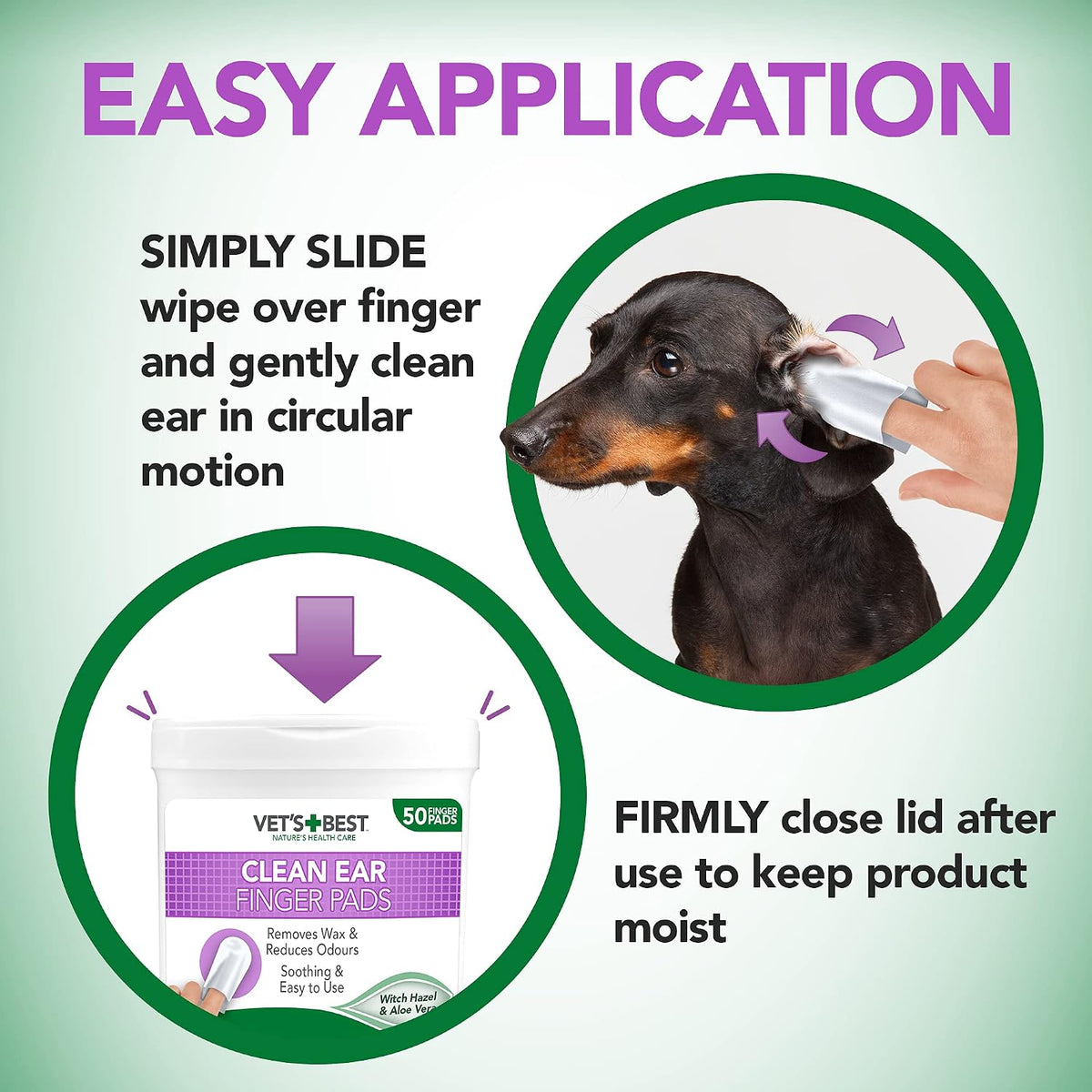 Vet's Best Ear Relief Finger Wipes 50 Disposable Wipes