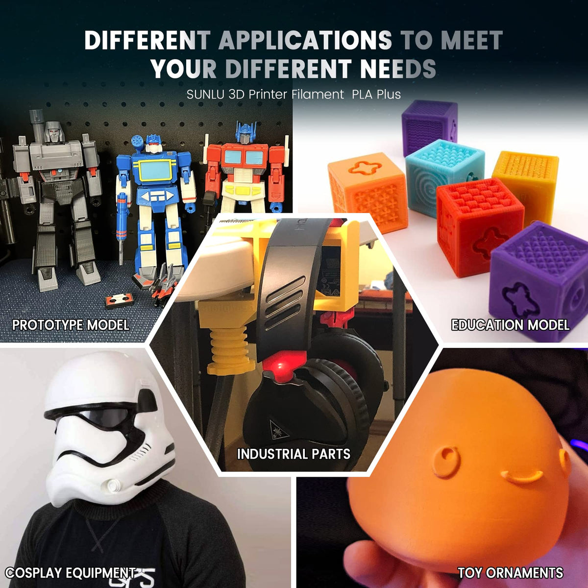 SUNLU Premium PLA+ Filament 1.75mm, Enhanced Durability and High Strength