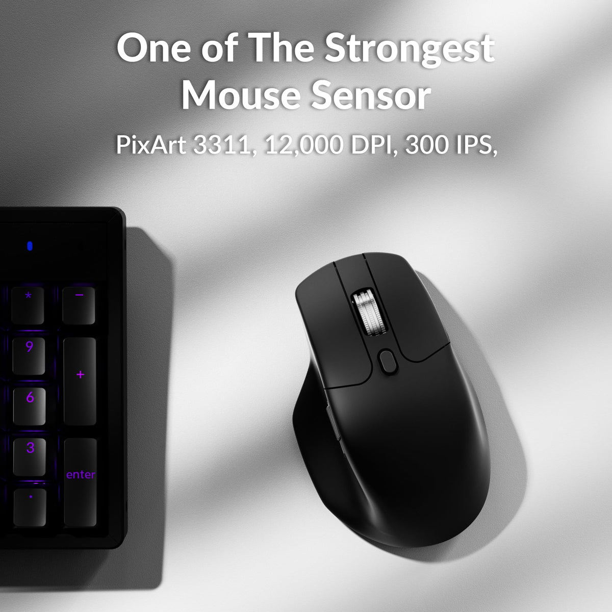 Keychron M6 8000 Hz Silent Wireless Bluetooth 5.3/2.4 GHz/Wired Connection Gaming Mouse, Lightweight Body Programmable PixArt 3950 Sensor (30K DPI / 750 IPS) for Windows Mac Linux - Black