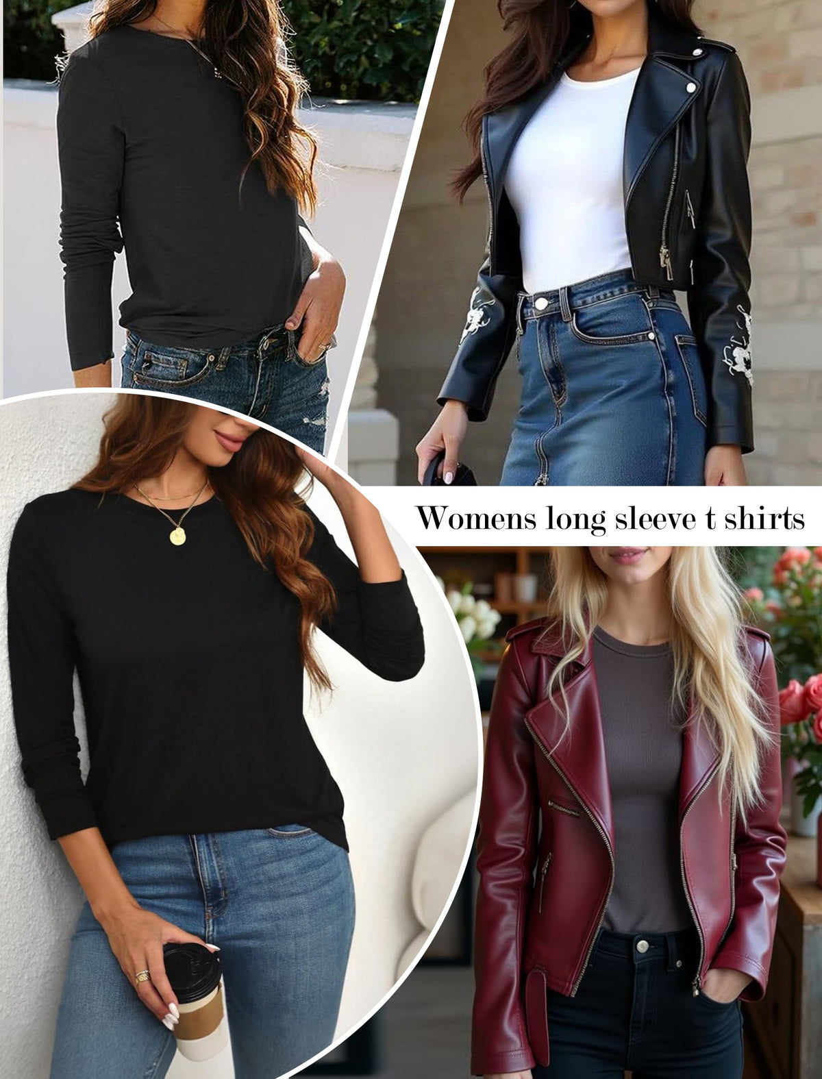 Ekouaer 1/3 Pack Womens Tops Long Sleeve T Shirts Soft Basic Tunic Top