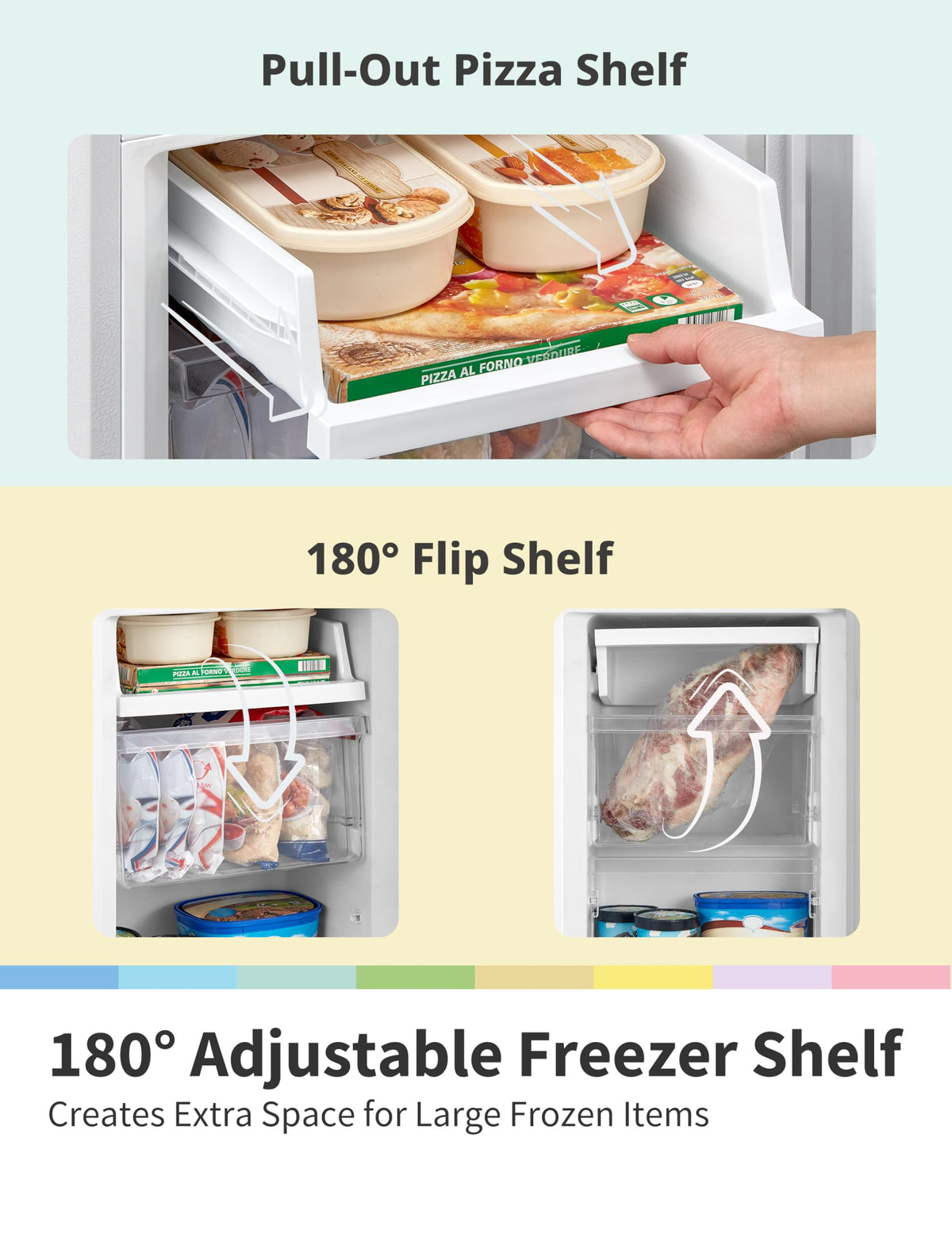 COMFEE' 87L Under Counter Fridge Freezer, Reversible Door, RCT87BL2(E)