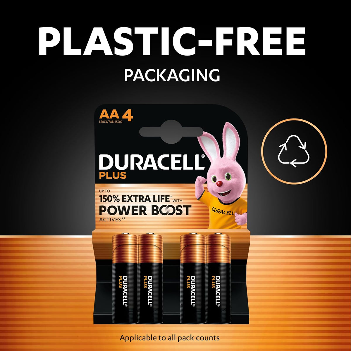 DURACELL Plus AA and AAA Batteries (combo Pack of 12xAA and 8xAAA) – Alkaline Batteries 1.7V – With POWER BOOST Actives – 0% Plastic Packaging – 10-Year Storage – MN150/ MN2400