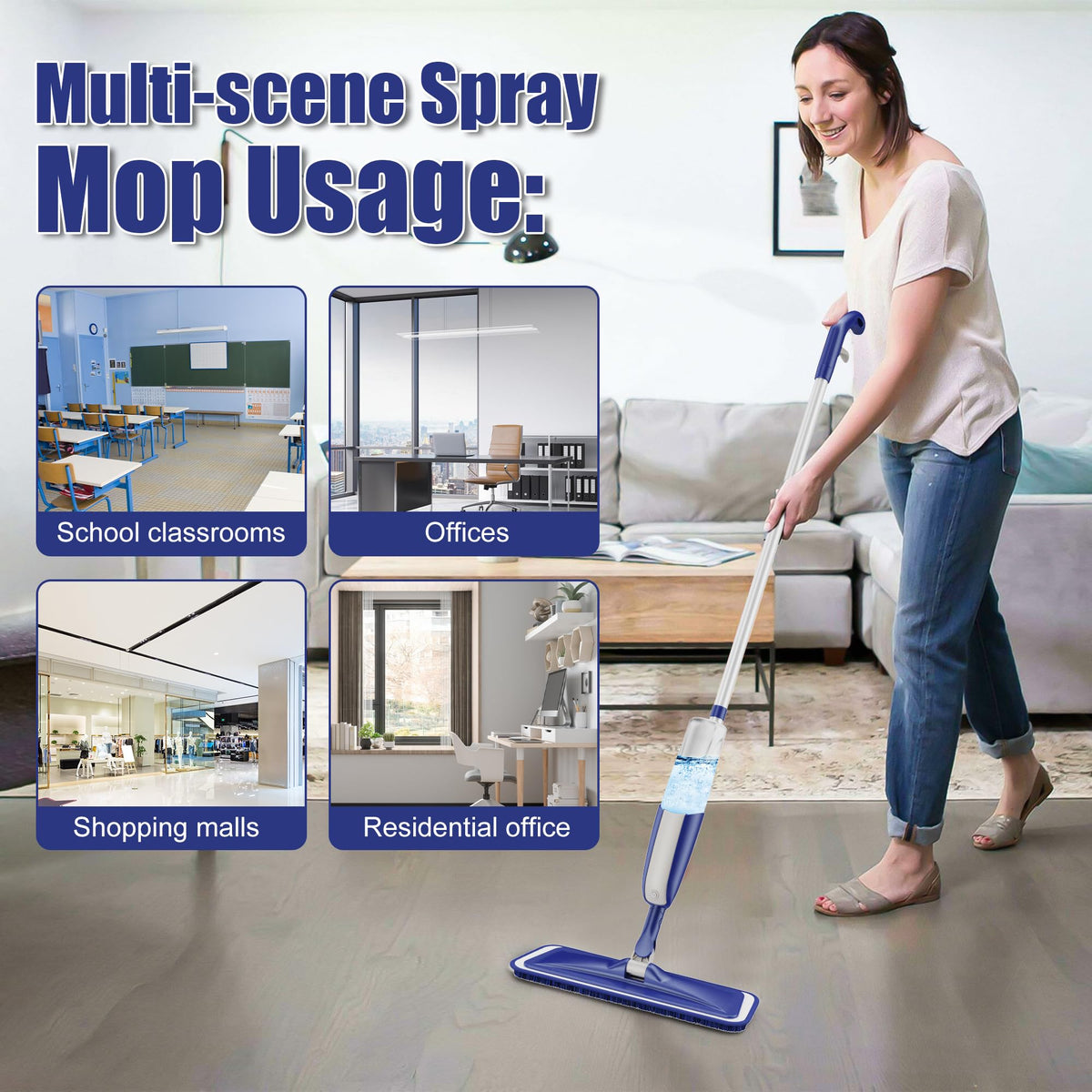 Spray Mops For Cleaning Floors - Microfiber Floor Mop with 3 Washable Pads