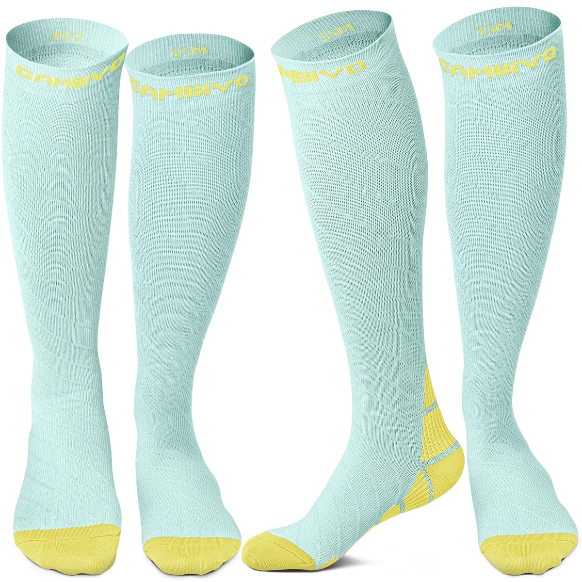 CAMBIVO Compression Socks for Women & Men 2 Pairs, Travel Flight Socks