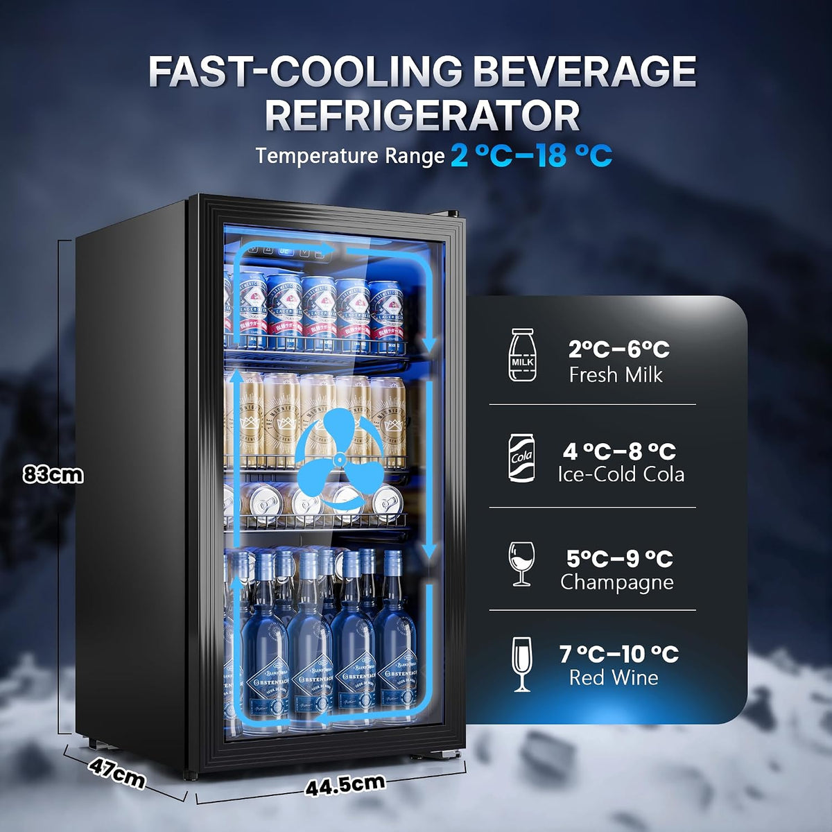 TRIUMPHKEY 90L Drinks Fridge with Glass Door, Beverage Cooler