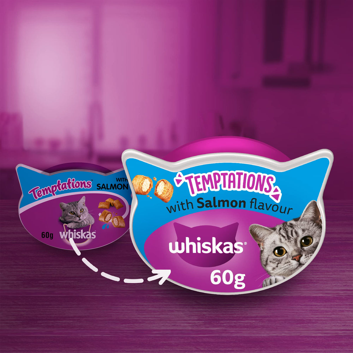 WHISKAS Crunch 100g (Pack of 6) - Tasty Topping Adult Cat Treat Biscuits