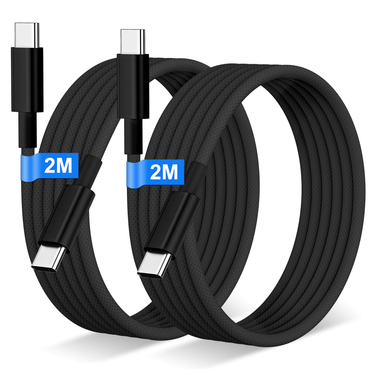USB C to USB C Charger Cable 2M 2Pack, 60W Nylon Braided USB C to C Cable Original Fast Charge Type C Data Cable for iPhone 18 Pro Max/Duo/Fold/17e/17Air/16/Plus, Samsung Galaxy S26 S25, MacBook Air